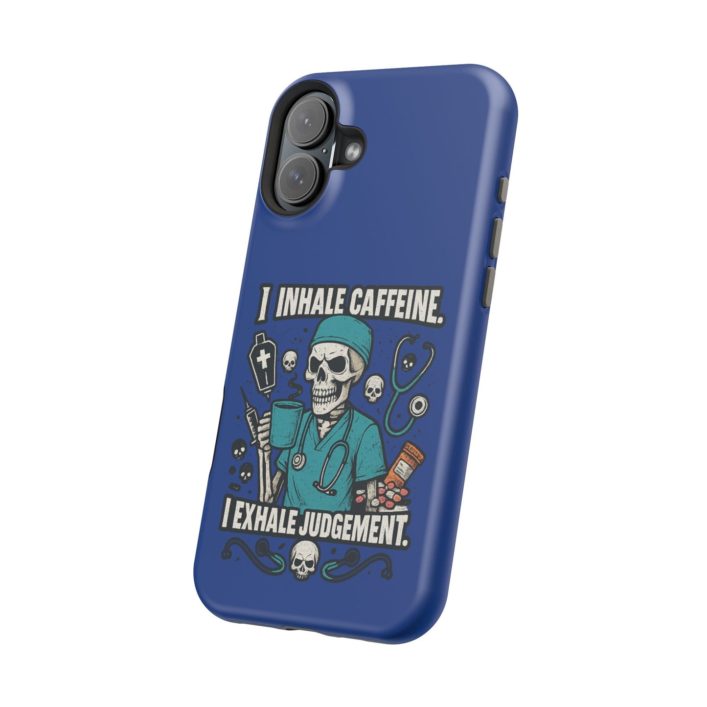 Funny Nurse Phone Case, Medical Humor, Gift for Healthcare Workers, Caffeine Lover Accessory, Skeleton Design