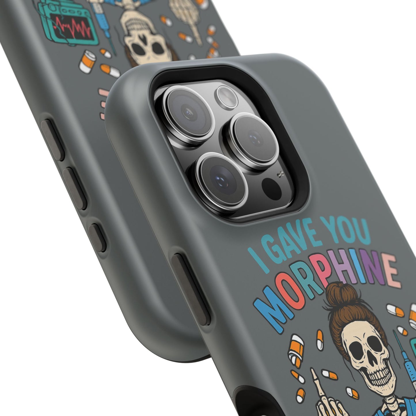 Gothic Phone Case, Unique Skeleton Design, Funny Gift for Nurses, Halloween Accessory, Hospital Humor