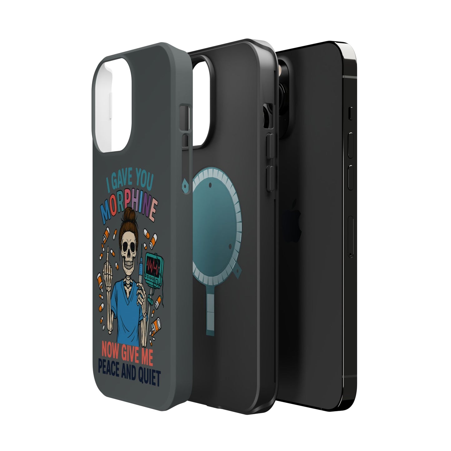 Gothic Phone Case, Unique Skeleton Design, Funny Gift for Nurses, Halloween Accessory, Hospital Humor