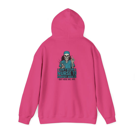 Funny Nurse Hoodie with Skeleton Design, Gift for Nursing Students, Halloween Apparel, Cozy Sweatshirt for Healthcare Workers