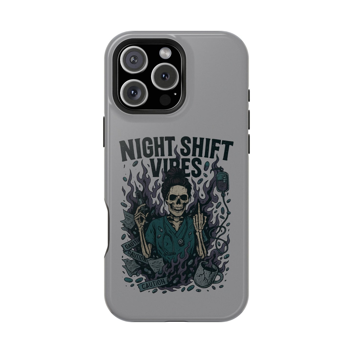 “Night Shift Vibes” – Bright & Chaotic Nurse Phone Case