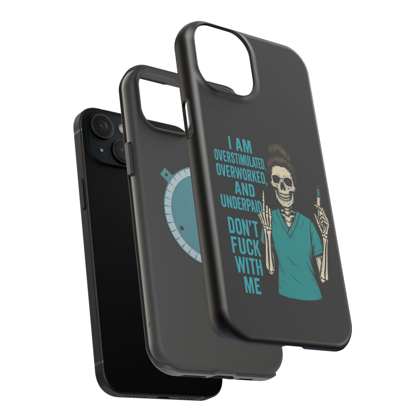 Magnetic Phone Cases, Overworked Healthcare Worker, Nurse Gift, Halloween, Funny Quote, Tough Cases