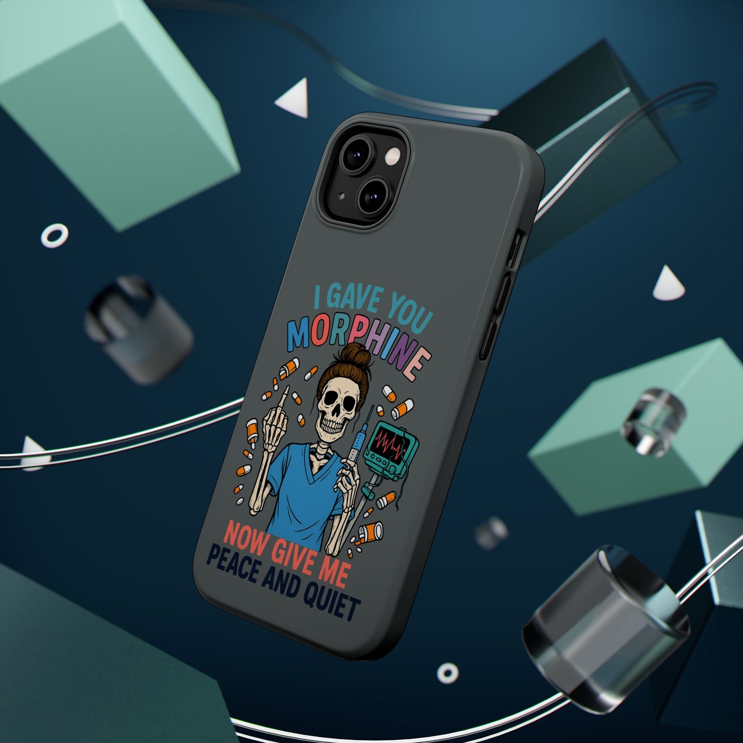 Gothic Phone Case, Unique Skeleton Design, Funny Gift for Nurses, Halloween Accessory, Hospital Humor