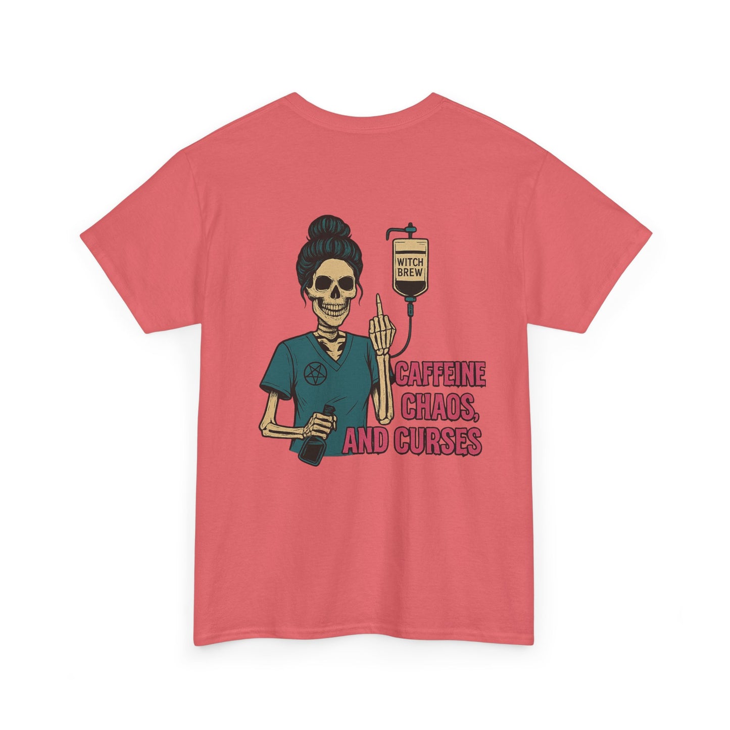 Witchy Caffeine Chaos Tee | Unisex Heavy Cotton Shirt for Halloween, Casual Wear, Gift for Her, Spooky Season, Witchy Vibes