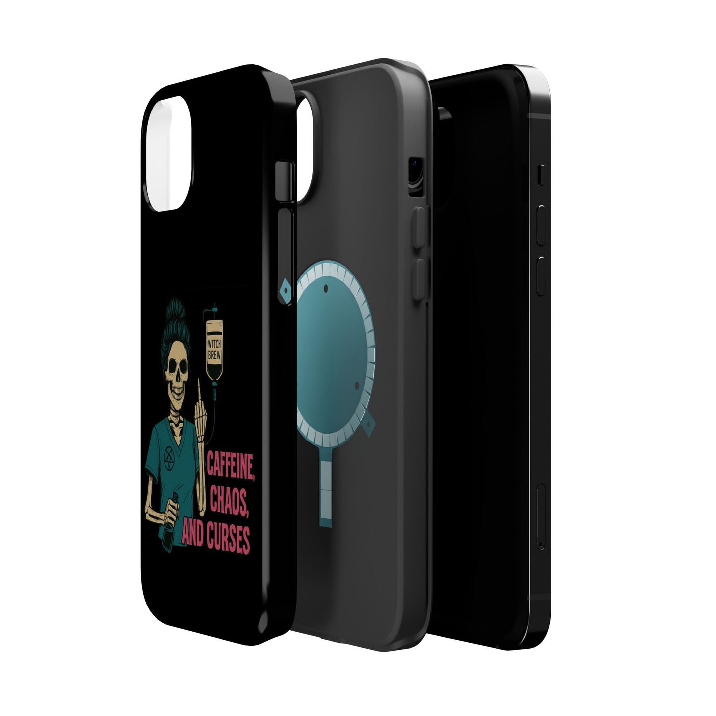Caffeine Chaos Magnetic Phone Case, Halloween Gift, Witchy Accessories, Phone Cover, Spooky Style