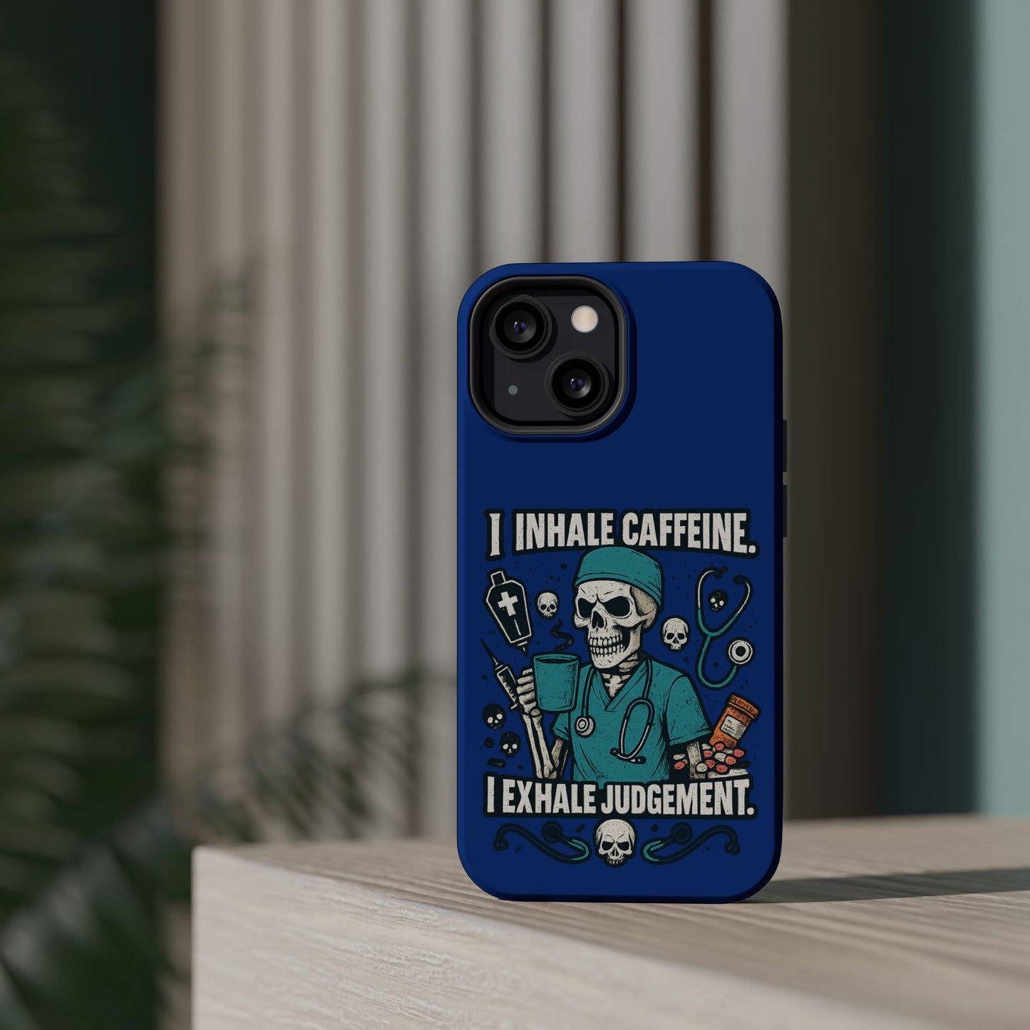 Funny Nurse Phone Case, Medical Humor, Gift for Healthcare Workers, Caffeine Lover Accessory, Skeleton Design