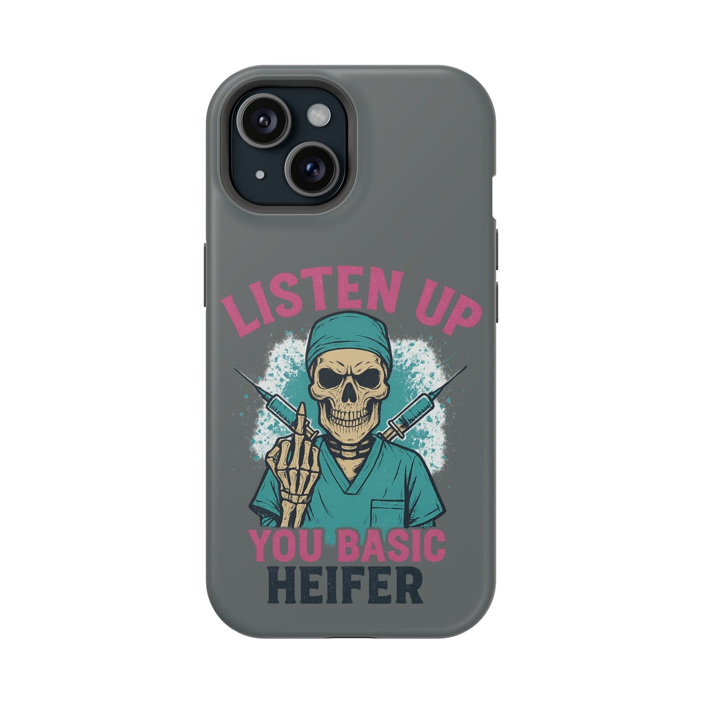 Edgy Nurse Phone Case, Gift for Healthcare Workers, Skull Design Case, Halloween Accessories, Trendy Tough Cases