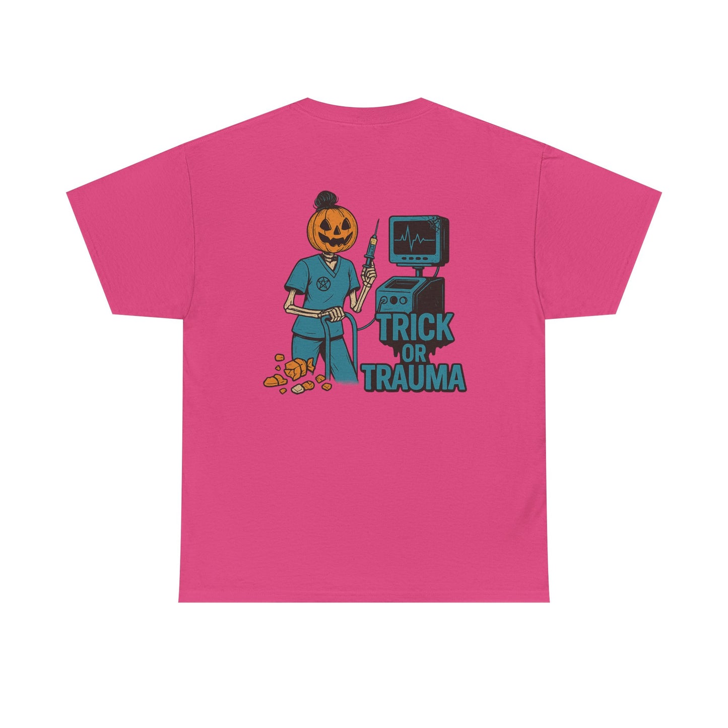 Halloween Pumpkin Tee - Trick or Trauma Shirt, Unisex T-Shirt for Fall Celebrations, Casual Wear, Halloween Costume, Gift Idea