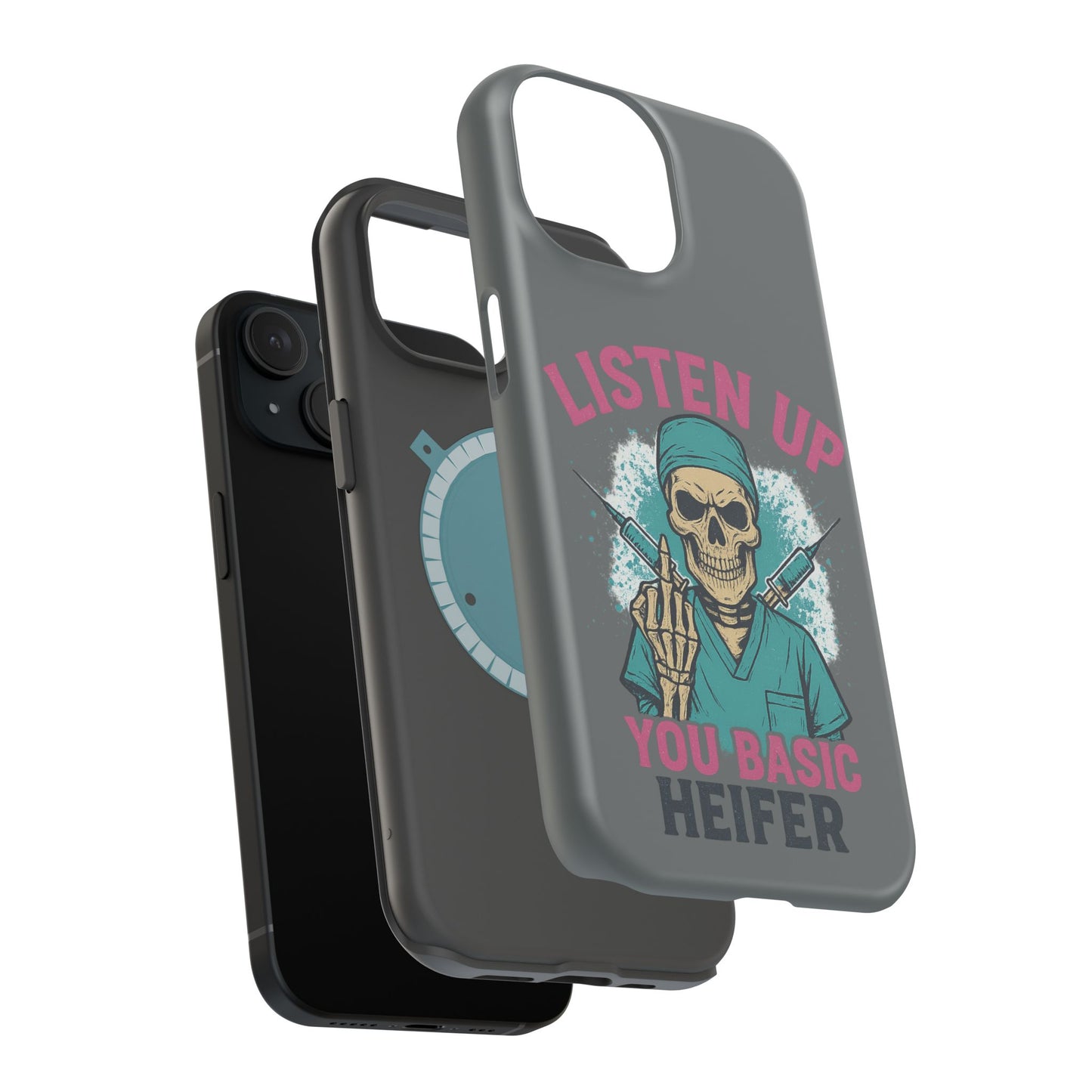 Edgy Nurse Phone Case, Gift for Healthcare Workers, Skull Design Case, Halloween Accessories, Trendy Tough Cases