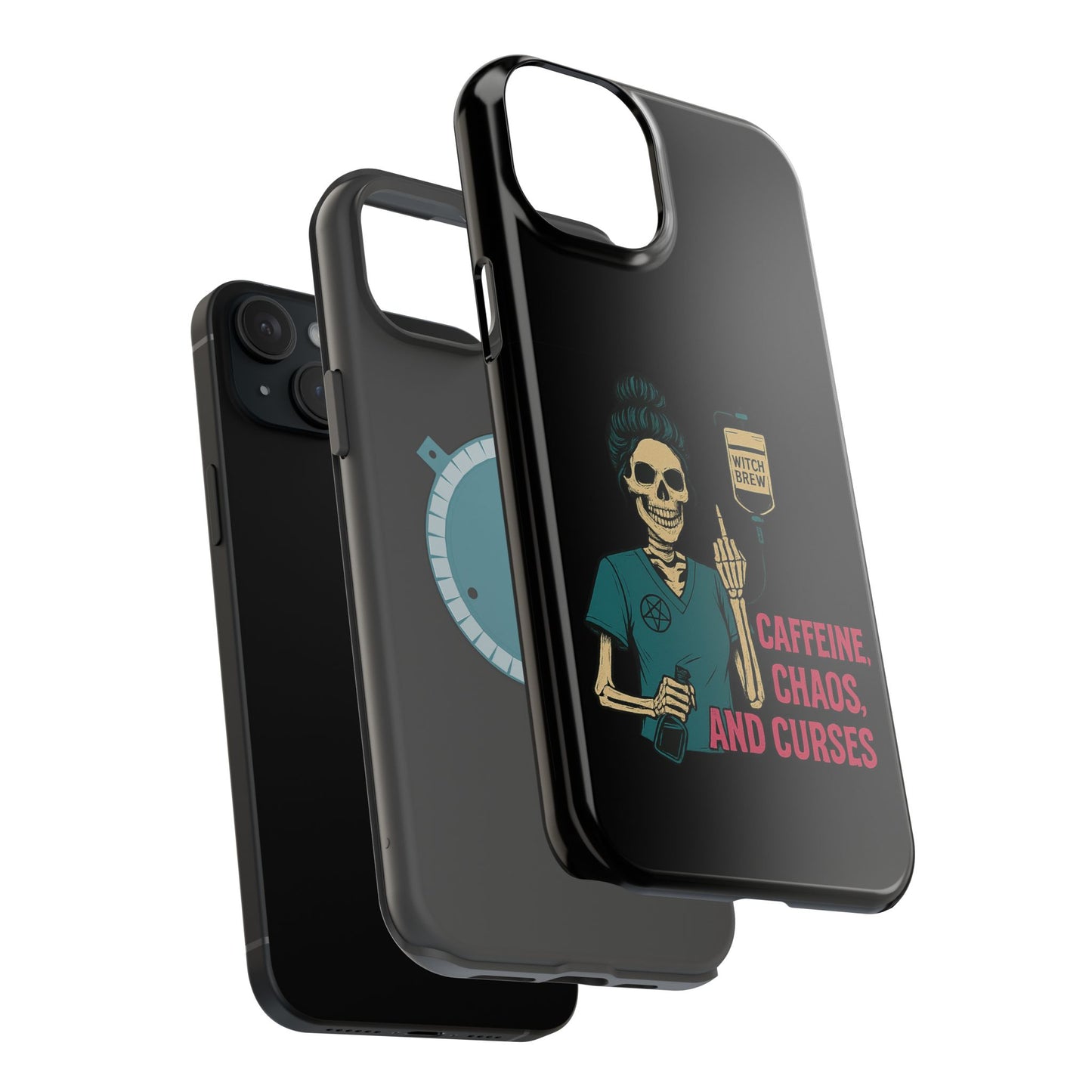 Caffeine Chaos Magnetic Phone Case, Halloween Gift, Witchy Accessories, Phone Cover, Spooky Style
