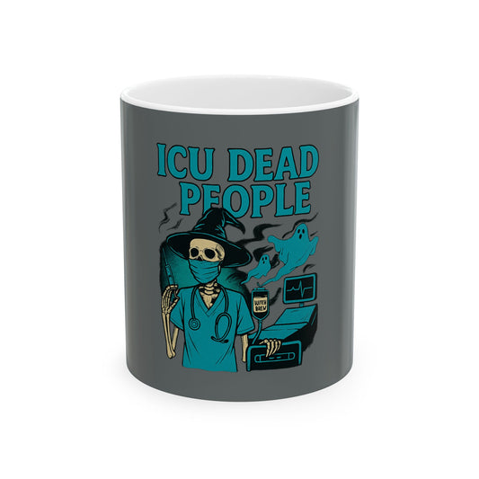 Halloween ICU Dead People Ceramic Mug - Spooky Gift for Healthcare Workers, Medical Humor, Ghostly Coffee Cup, Nurse Appreciation, [...]