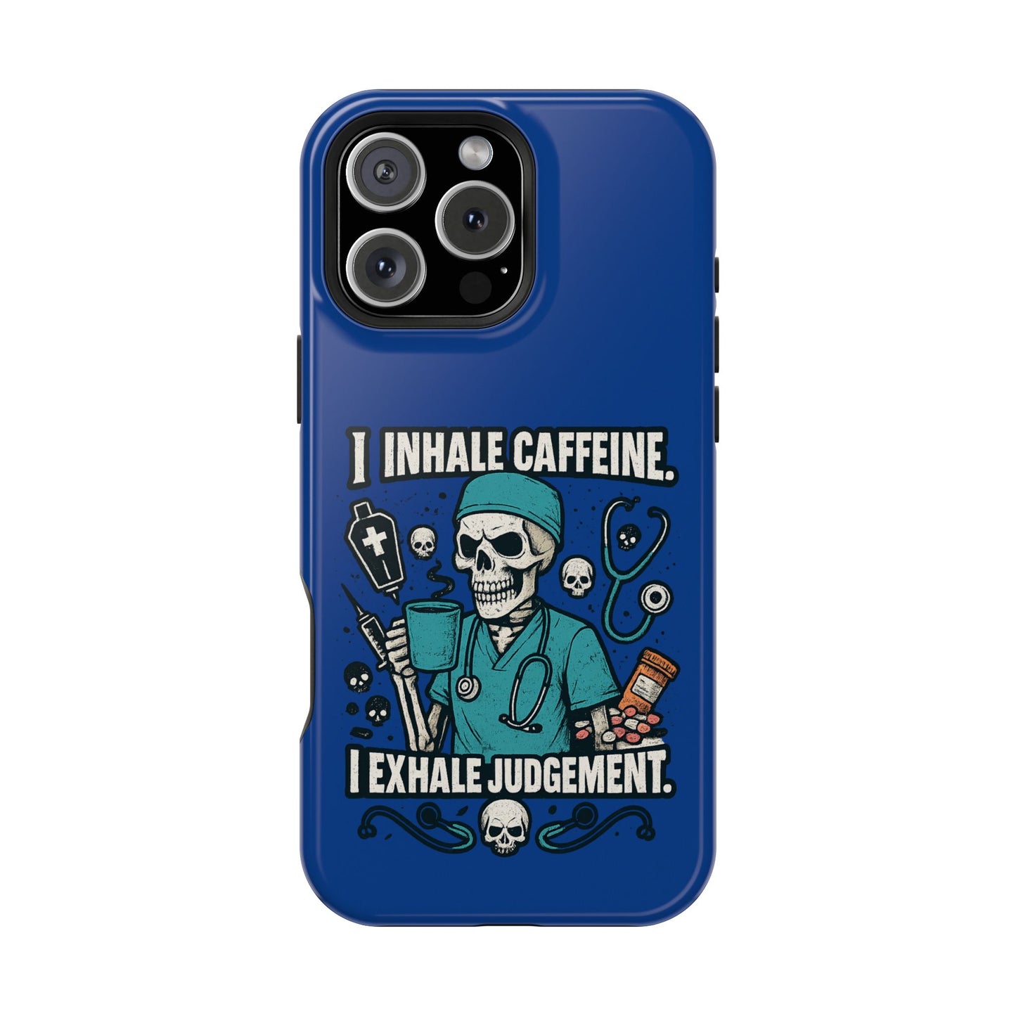 Funny Nurse Phone Case, Medical Humor, Gift for Healthcare Workers, Caffeine Lover Accessory, Skeleton Design