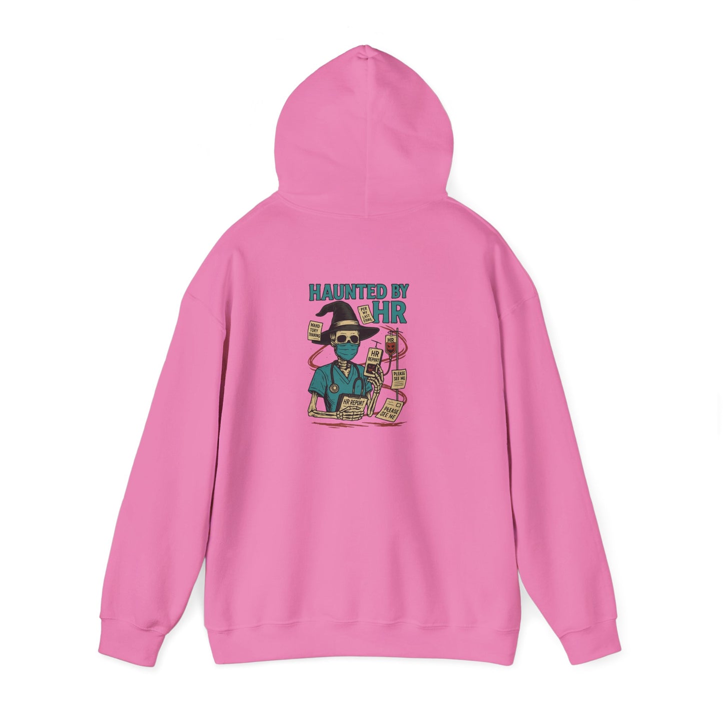 Haunted by HR Hoodie, Funny Sweatshirt, Unisex Pullover, Work Humor Apparel, Gift for Colleagues, Office Wear, Cozy Casual Fashion