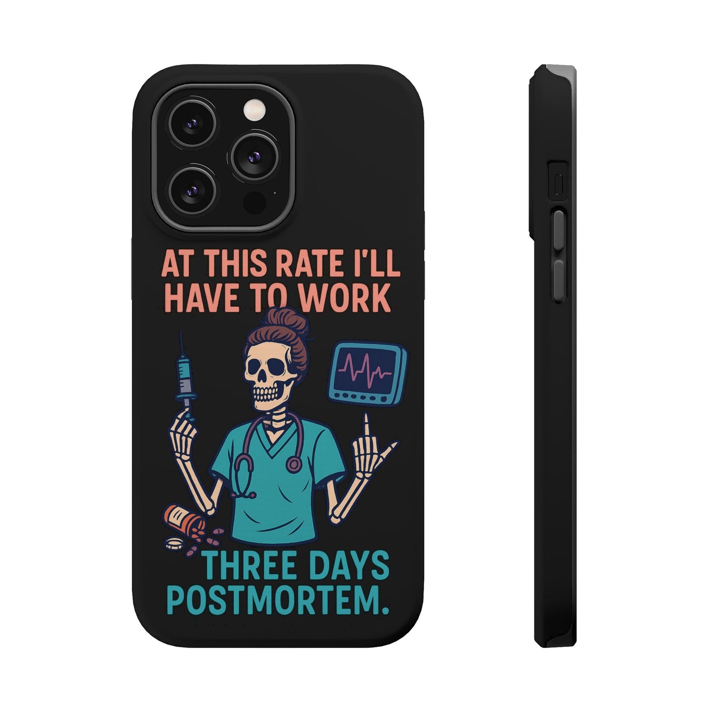 Magnetic Tough Phone Case, 3 Days Postmortem Skull Design, Cute Nurse Gift, Halloween Decor, Unique Phone Accessory