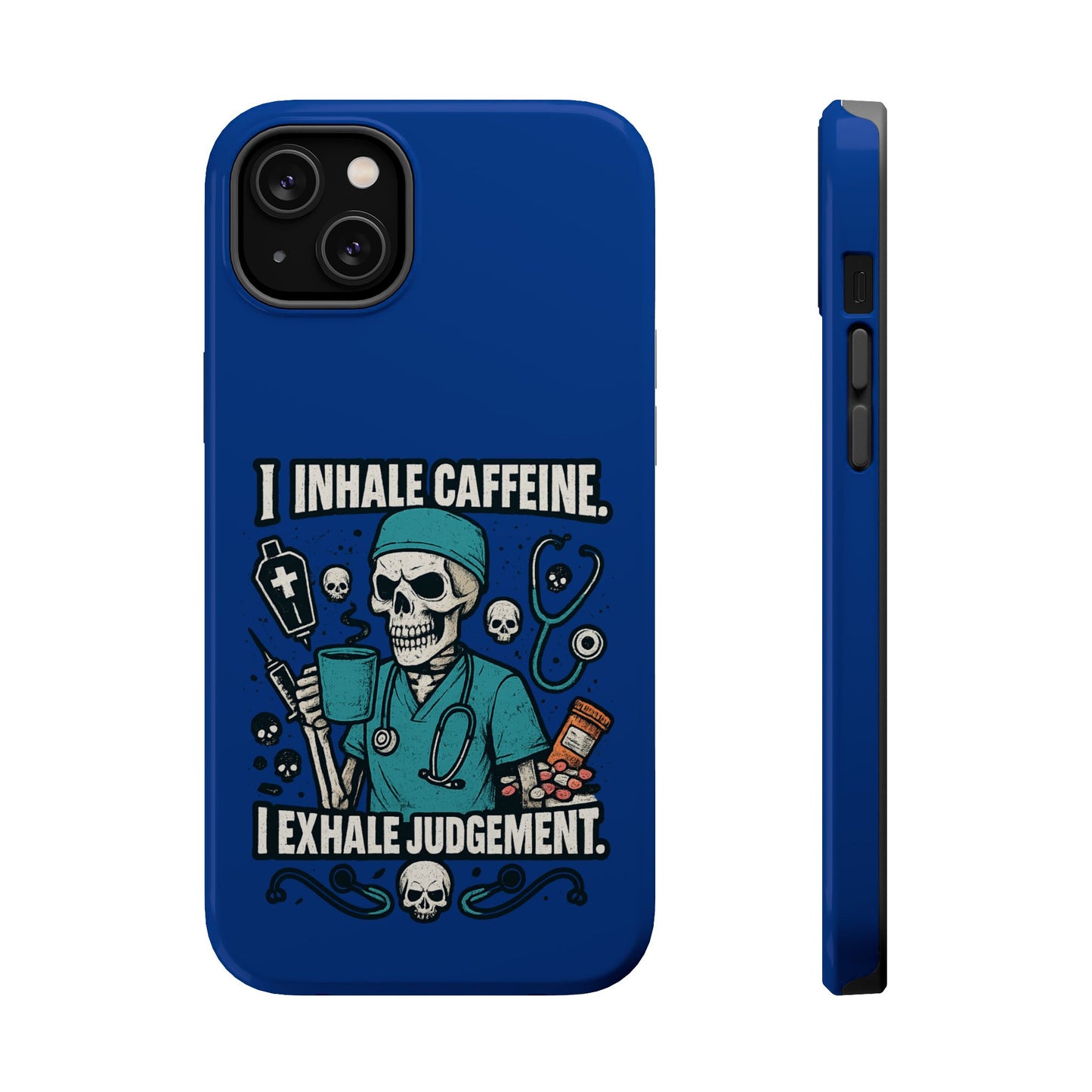 Funny Nurse Phone Case, Medical Humor, Gift for Healthcare Workers, Caffeine Lover Accessory, Skeleton Design