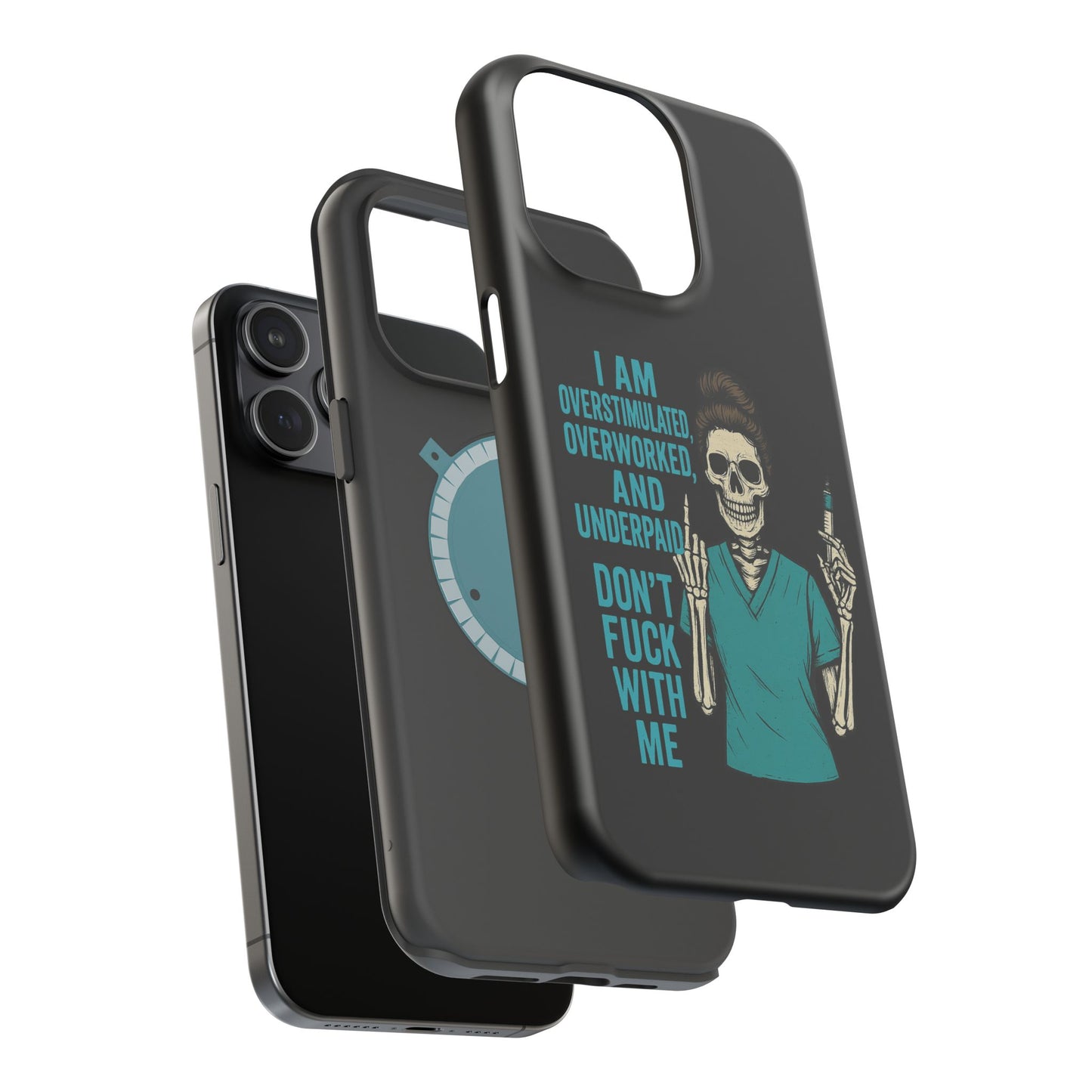 Magnetic Phone Cases, Overworked Healthcare Worker, Nurse Gift, Halloween, Funny Quote, Tough Cases