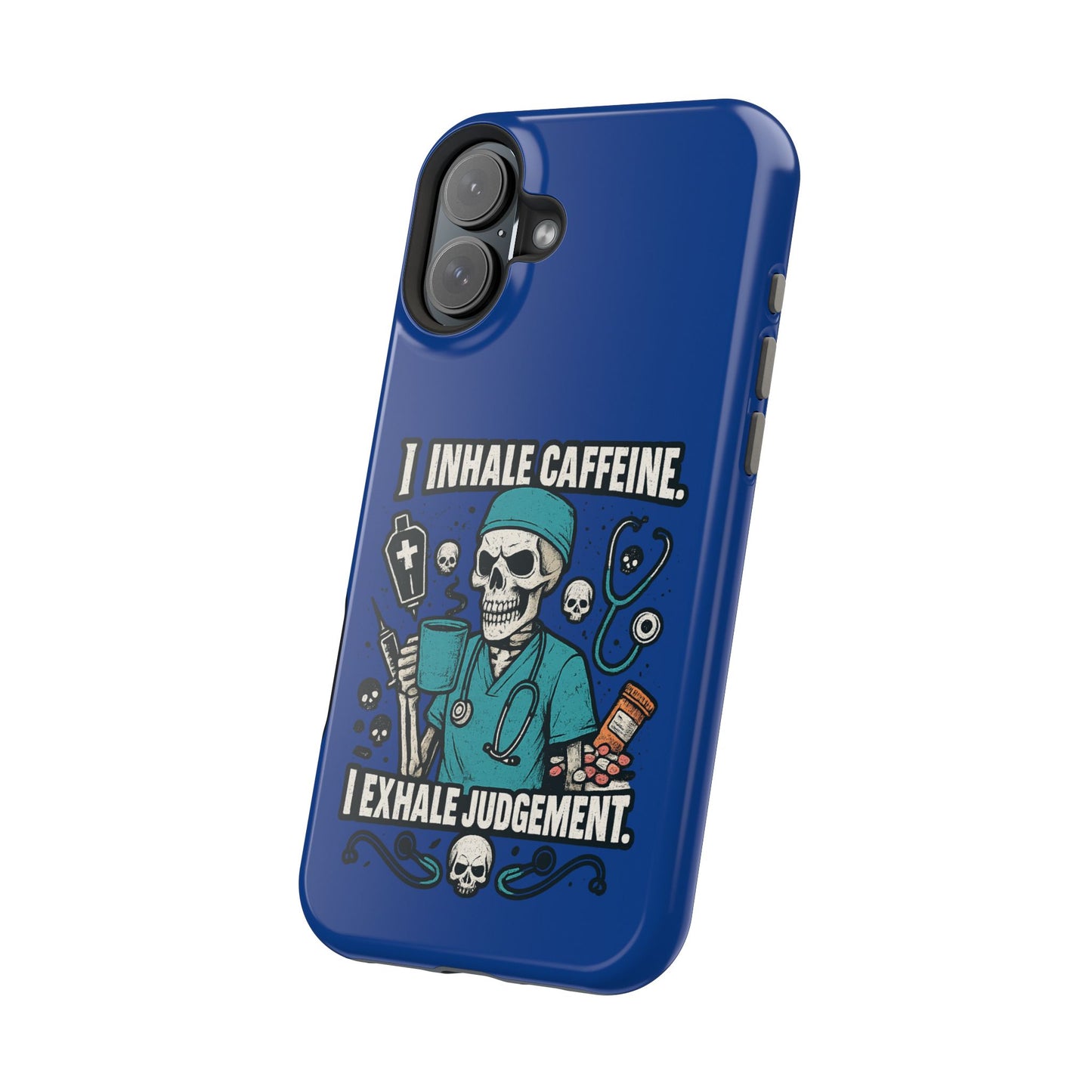 Funny Nurse Phone Case, Medical Humor, Gift for Healthcare Workers, Caffeine Lover Accessory, Skeleton Design