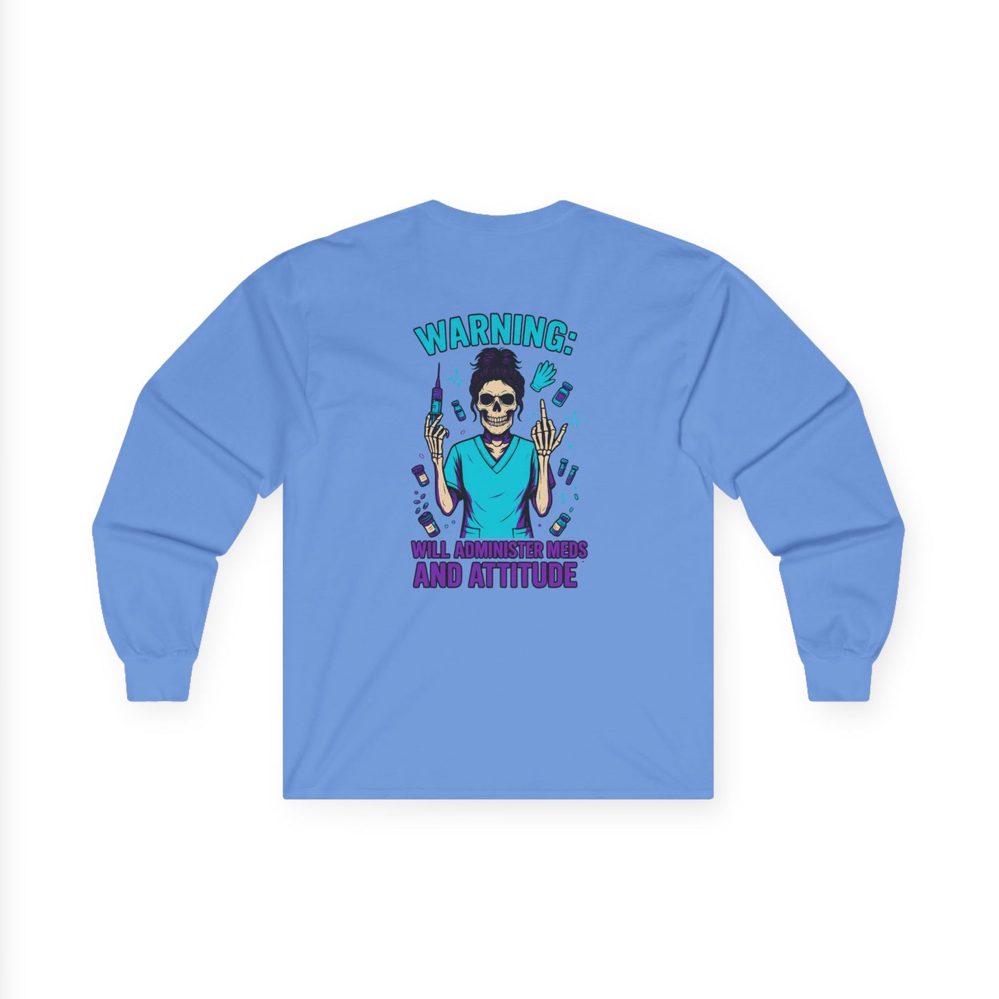Warning: Attitude Unisex Long Sleeve Tee, Casual Streetwear, Gift for Fashion Lovers, Cool Graphic Tee, Perfect for Holidays