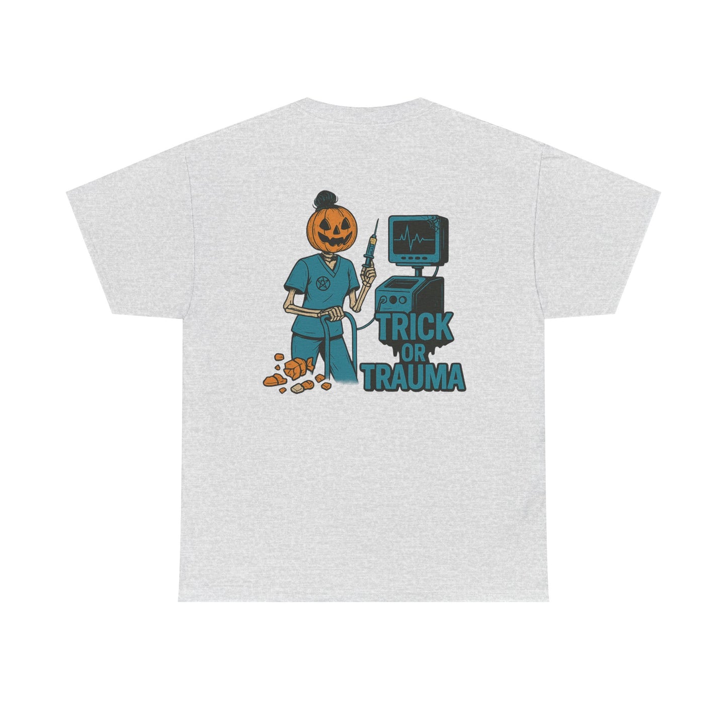 Halloween Pumpkin Tee - Trick or Trauma Shirt, Unisex T-Shirt for Fall Celebrations, Casual Wear, Halloween Costume, Gift Idea
