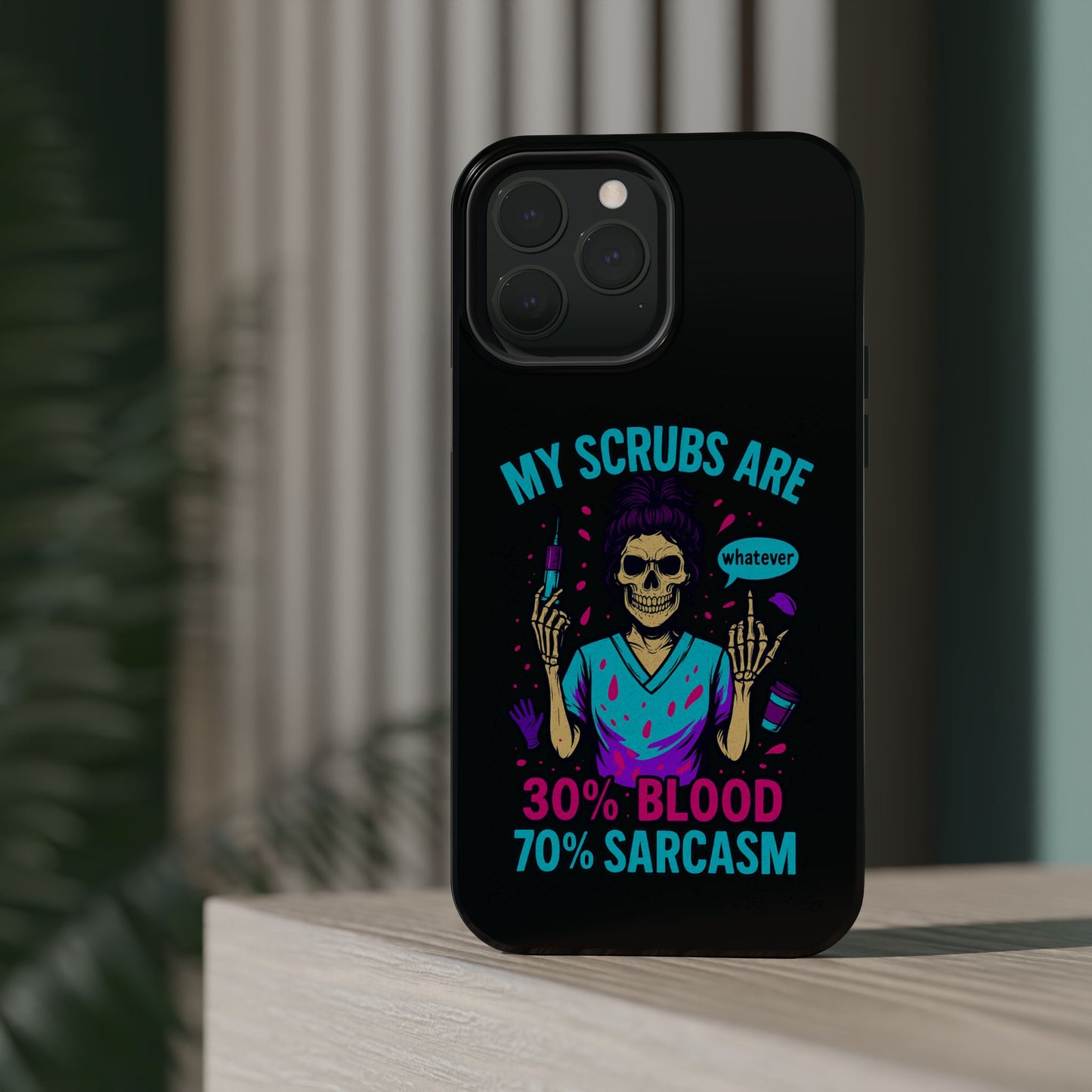 Sassy Nurse Phone Case, 30% Blood 70% Sarcasm Design, Healthcare Gift, Funny Medical Accessory, Tough Magnetic Cover
