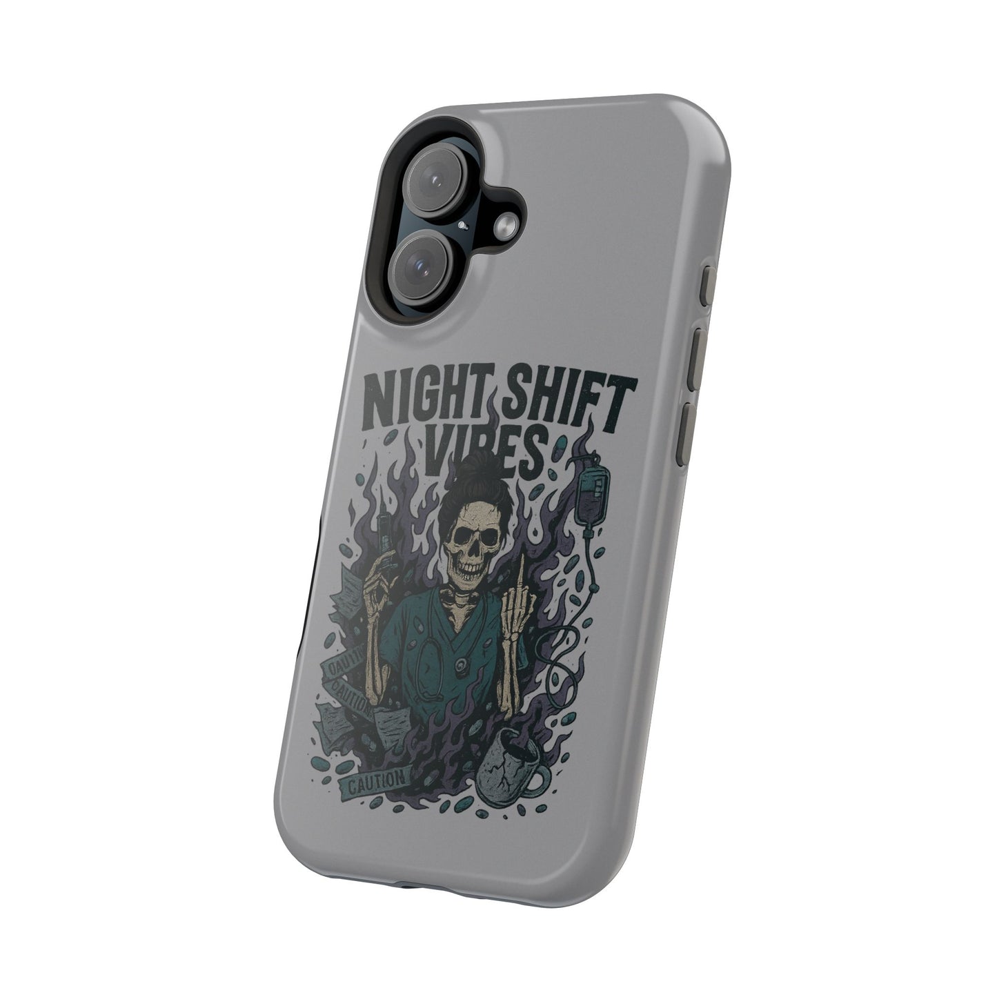 “Night Shift Vibes” – Bright & Chaotic Nurse Phone Case