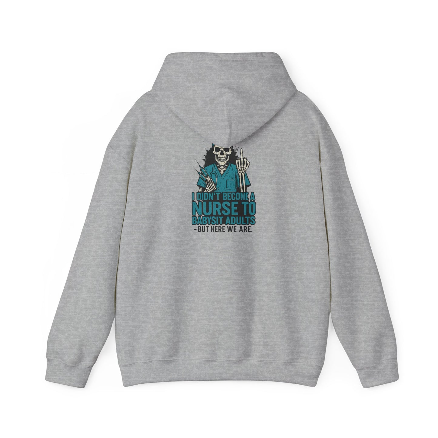 Funny Nurse Hoodie with Skeleton Design, Gift for Nursing Students, Halloween Apparel, Cozy Sweatshirt for Healthcare Workers