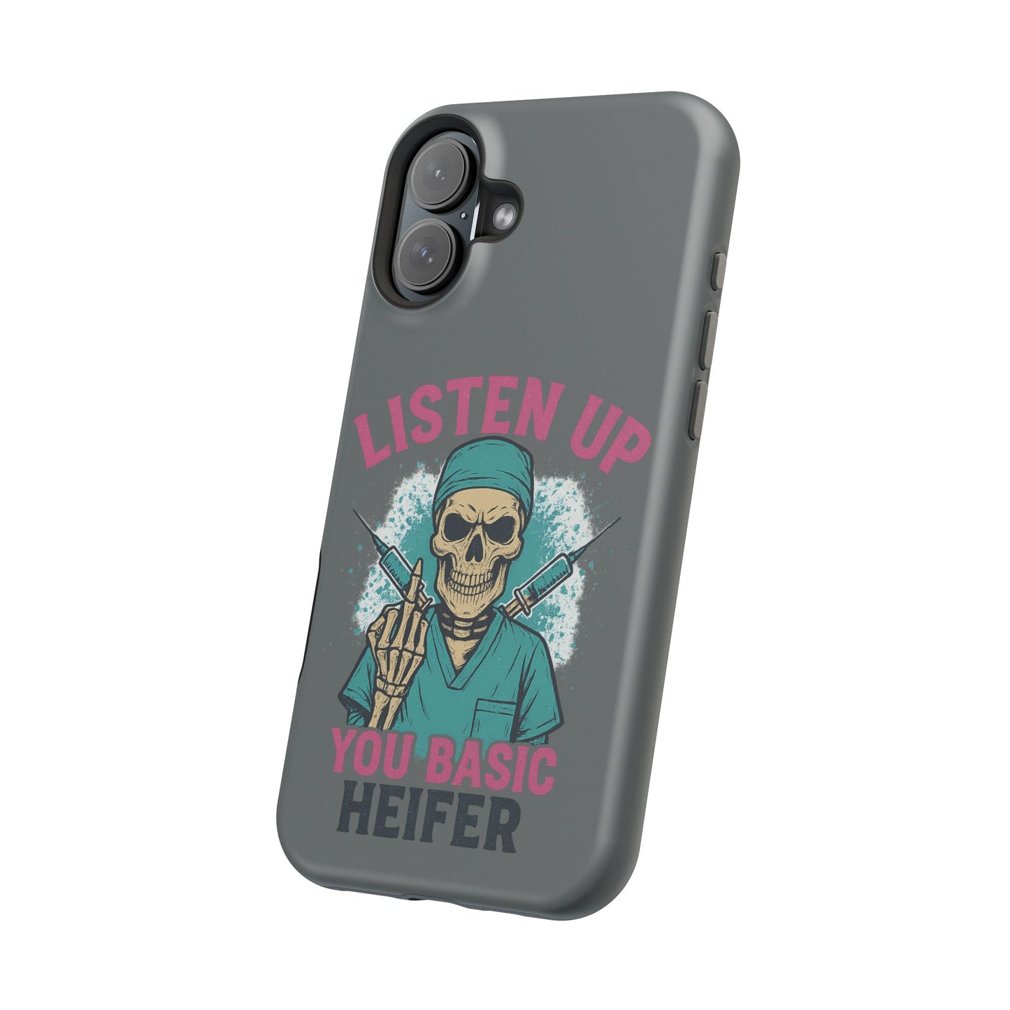 Edgy Nurse Phone Case, Gift for Healthcare Workers, Skull Design Case, Halloween Accessories, Trendy Tough Cases