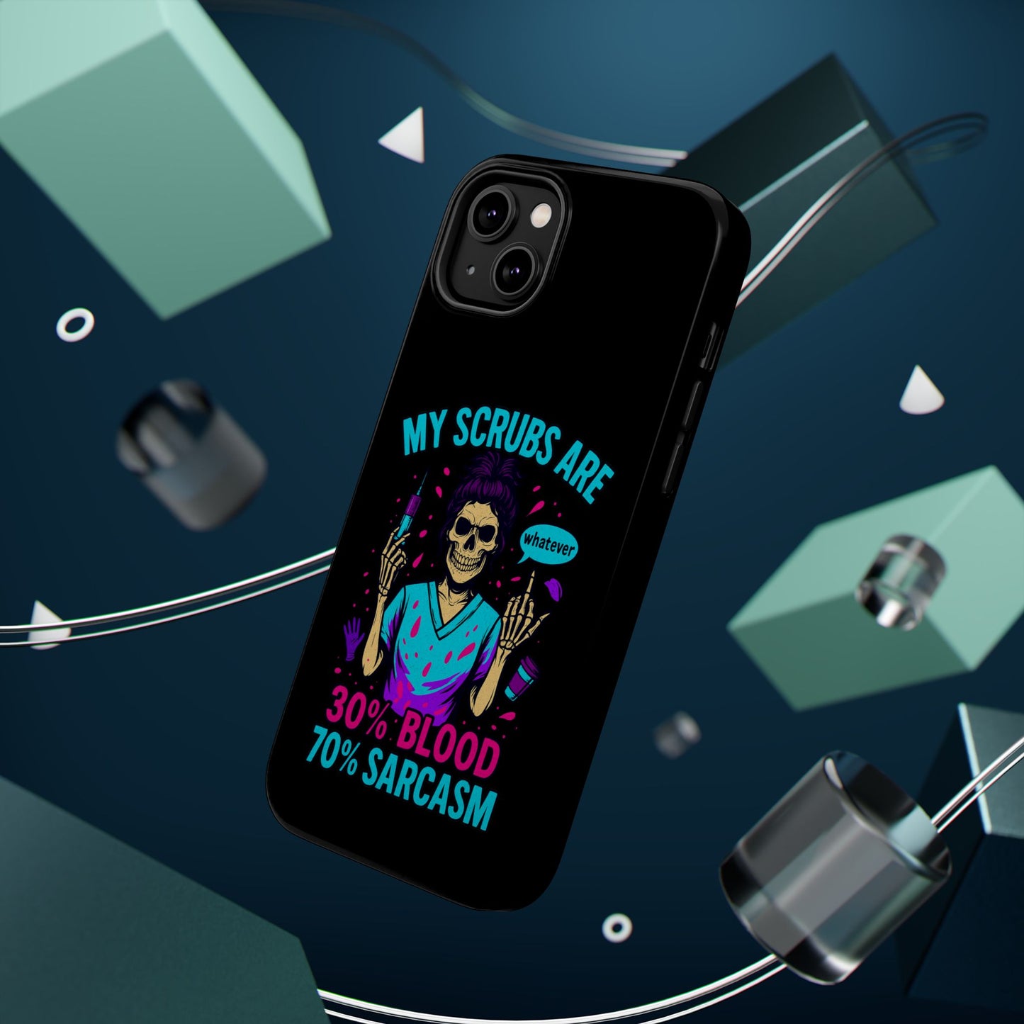 Sassy Nurse Phone Case, 30% Blood 70% Sarcasm Design, Healthcare Gift, Funny Medical Accessory, Tough Magnetic Cover