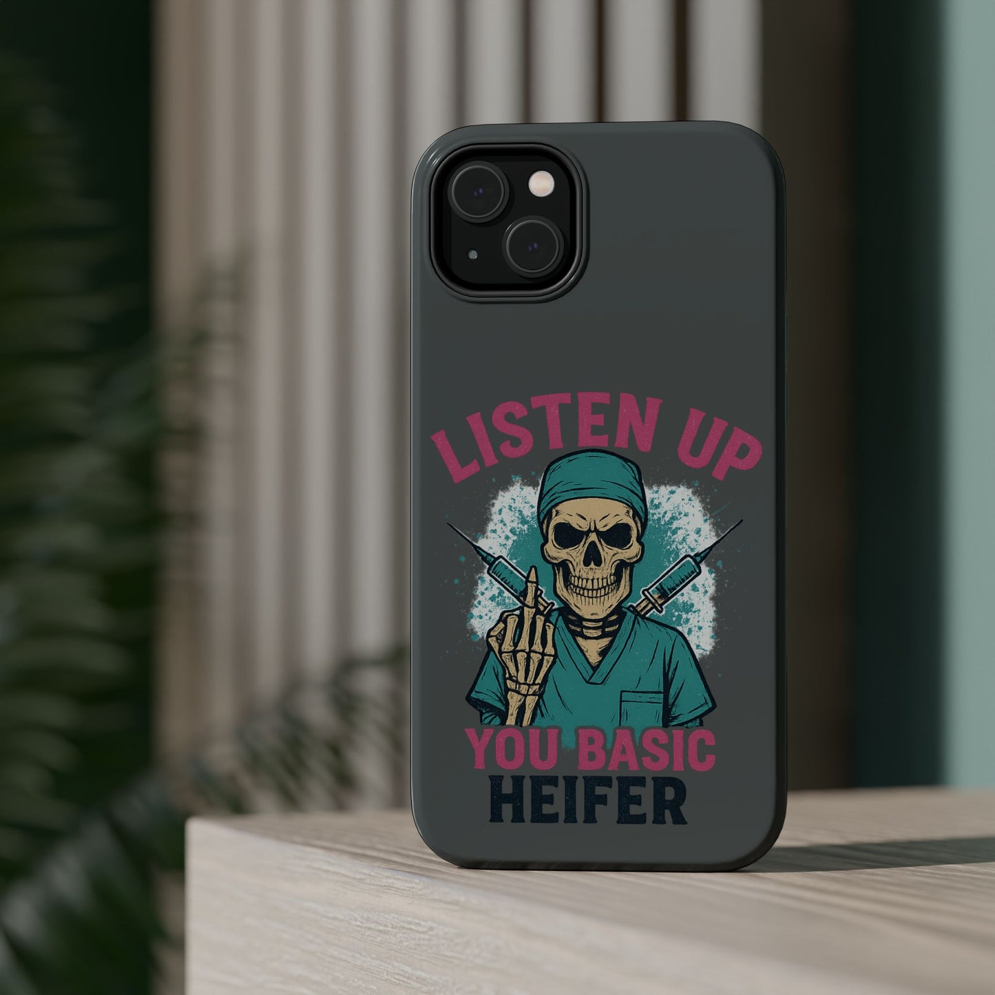 Edgy Nurse Phone Case, Gift for Healthcare Workers, Skull Design Case, Halloween Accessories, Trendy Tough Cases