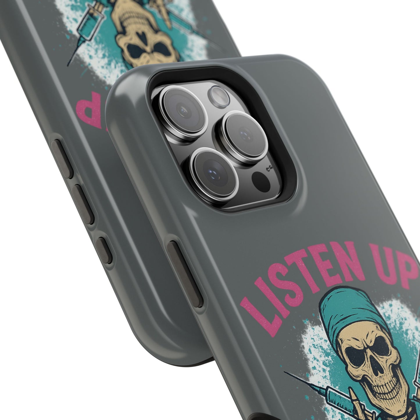 Edgy Nurse Phone Case, Gift for Healthcare Workers, Skull Design Case, Halloween Accessories, Trendy Tough Cases