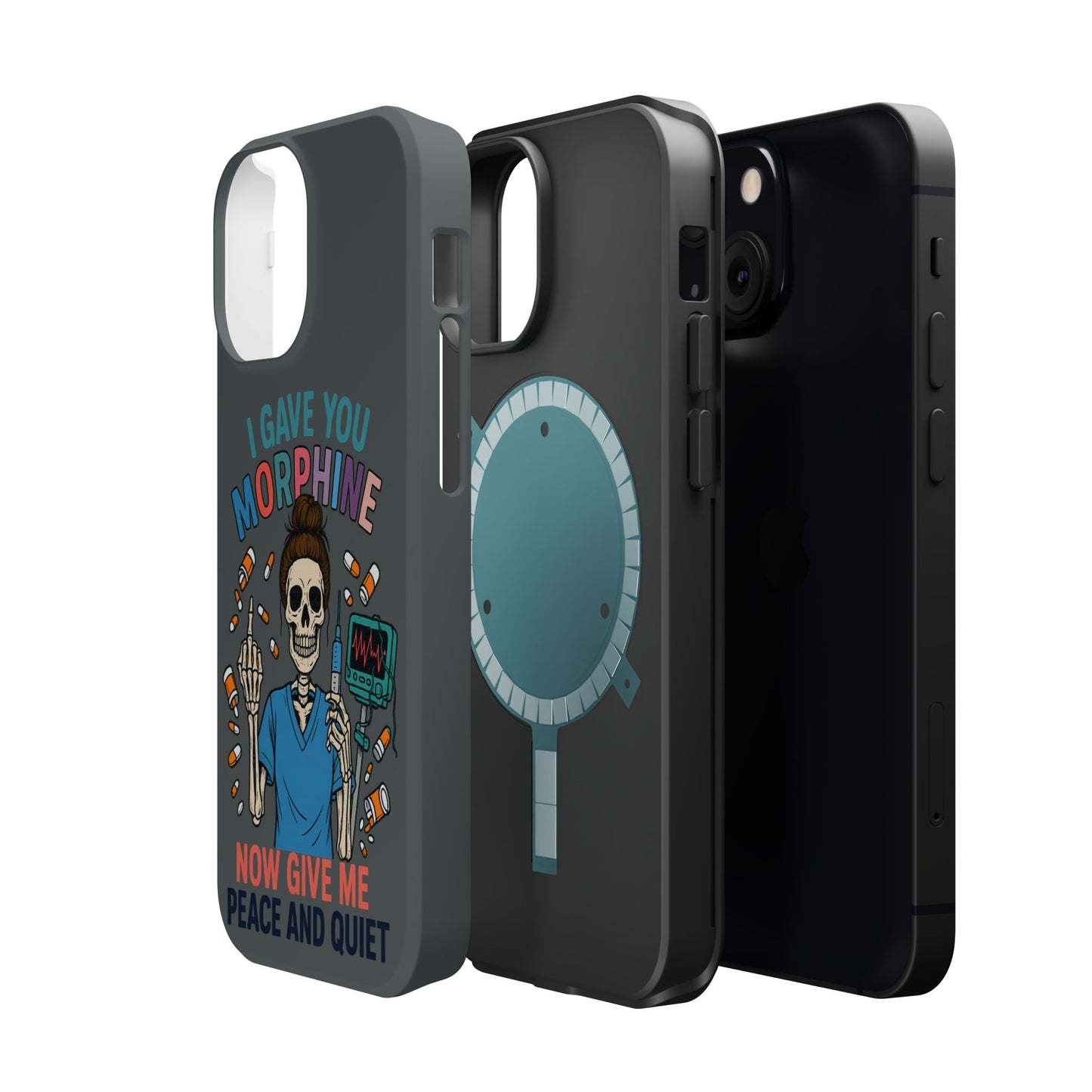 Gothic Phone Case, Unique Skeleton Design, Funny Gift for Nurses, Halloween Accessory, Hospital Humor