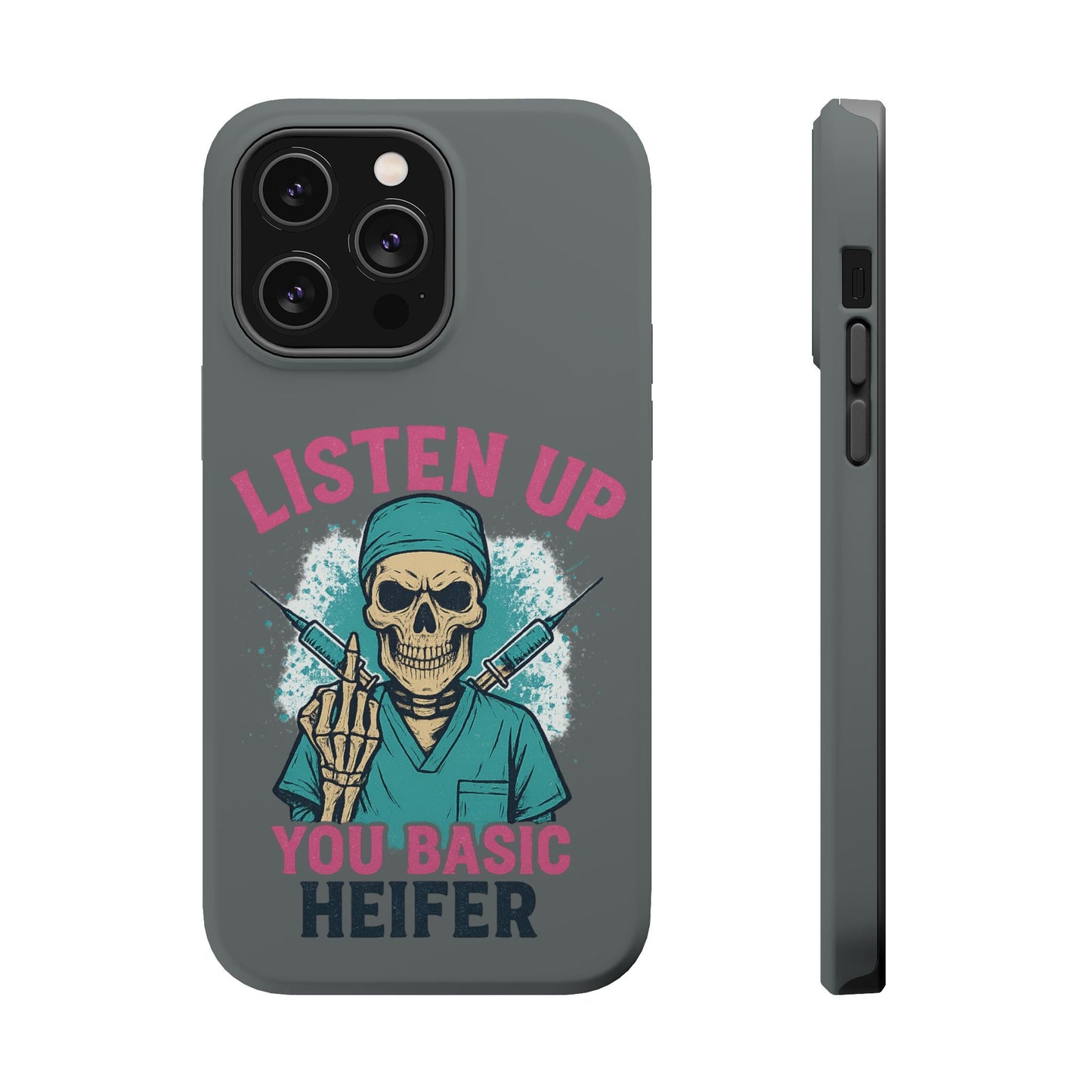 Edgy Nurse Phone Case, Gift for Healthcare Workers, Skull Design Case, Halloween Accessories, Trendy Tough Cases