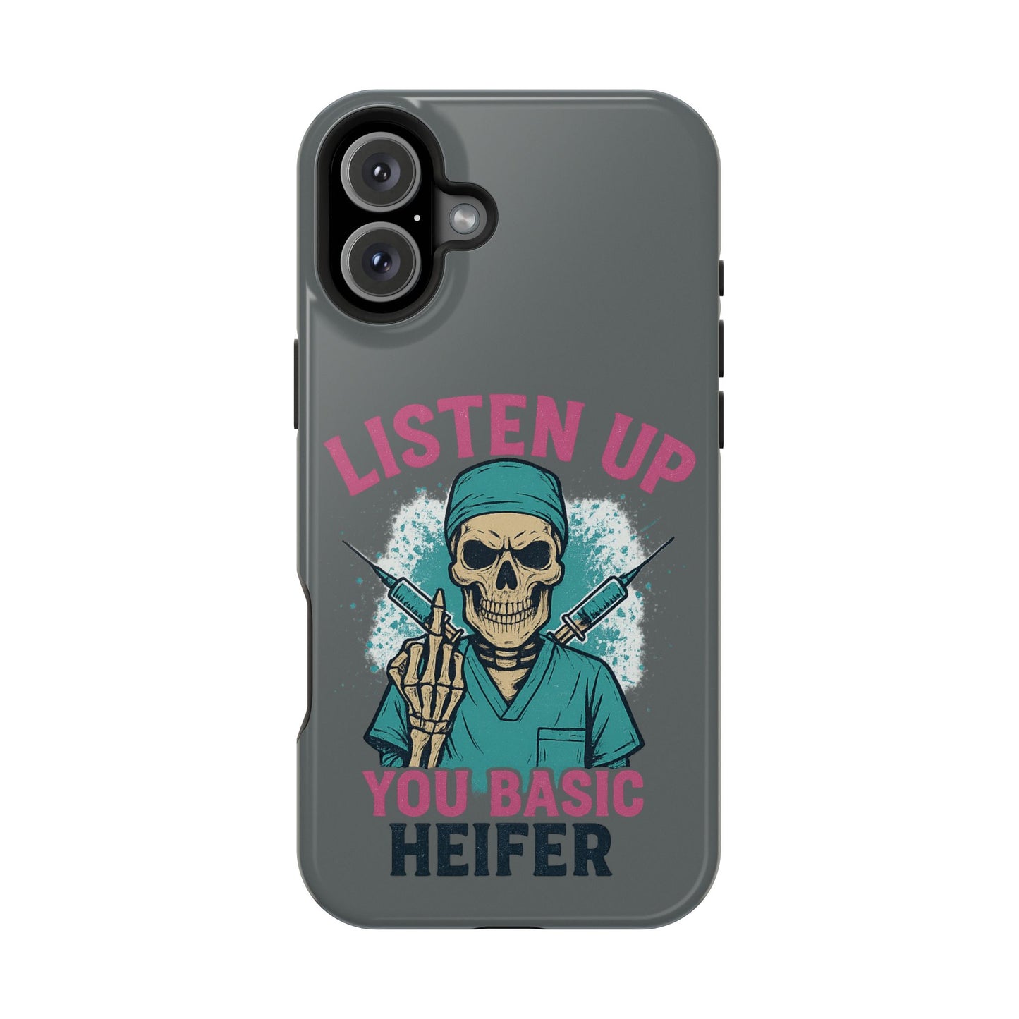 Edgy Nurse Phone Case, Gift for Healthcare Workers, Skull Design Case, Halloween Accessories, Trendy Tough Cases