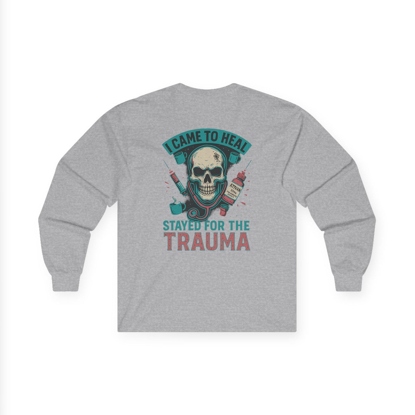 Trauma Healing Graphic Long Sleeve Tee - Perfect for Therapists, Mental Health Awareness, Unique Gift, Casual Wear