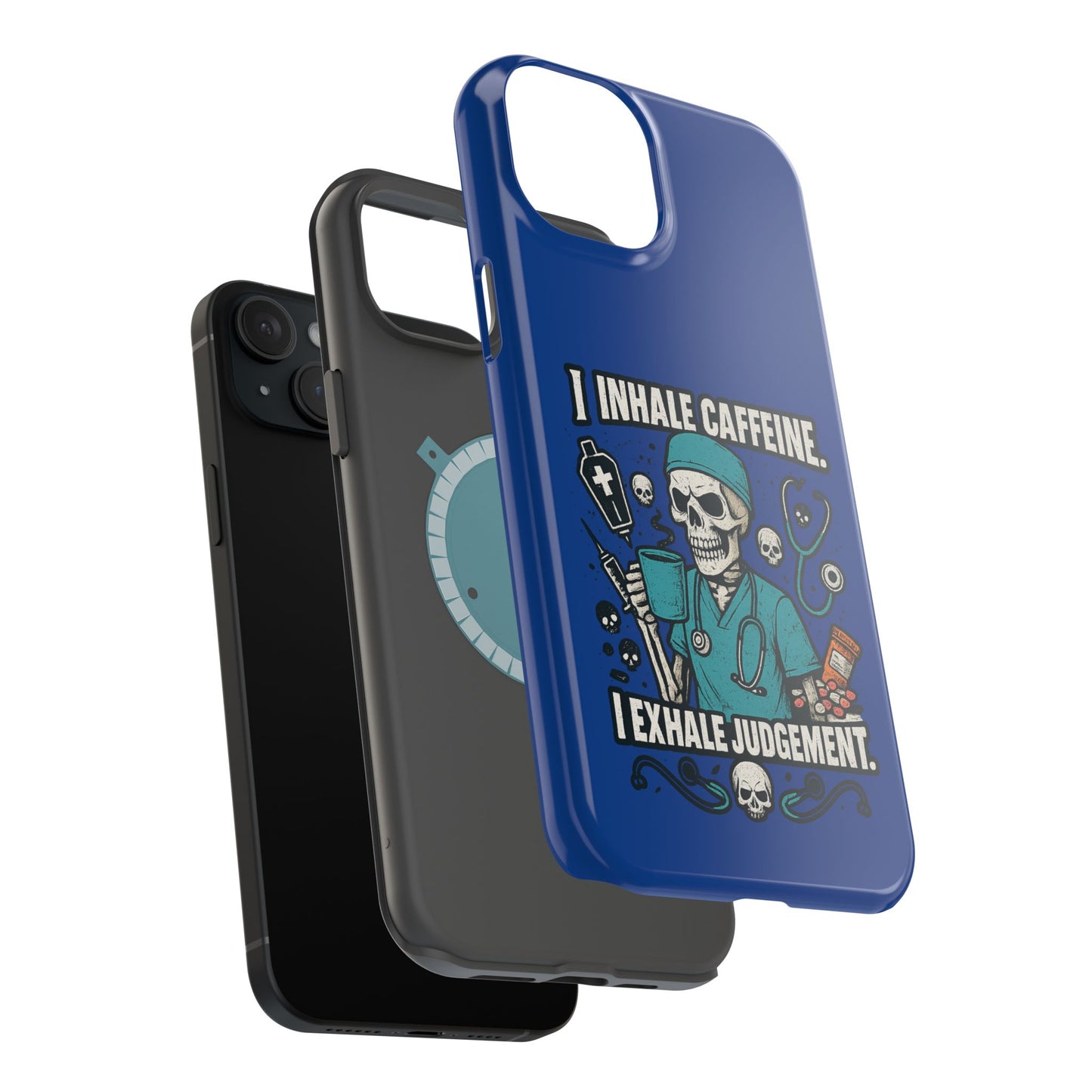 Funny Nurse Phone Case, Medical Humor, Gift for Healthcare Workers, Caffeine Lover Accessory, Skeleton Design
