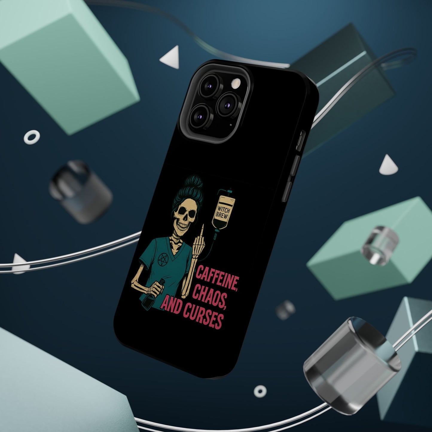 Caffeine Chaos Magnetic Phone Case, Halloween Gift, Witchy Accessories, Phone Cover, Spooky Style