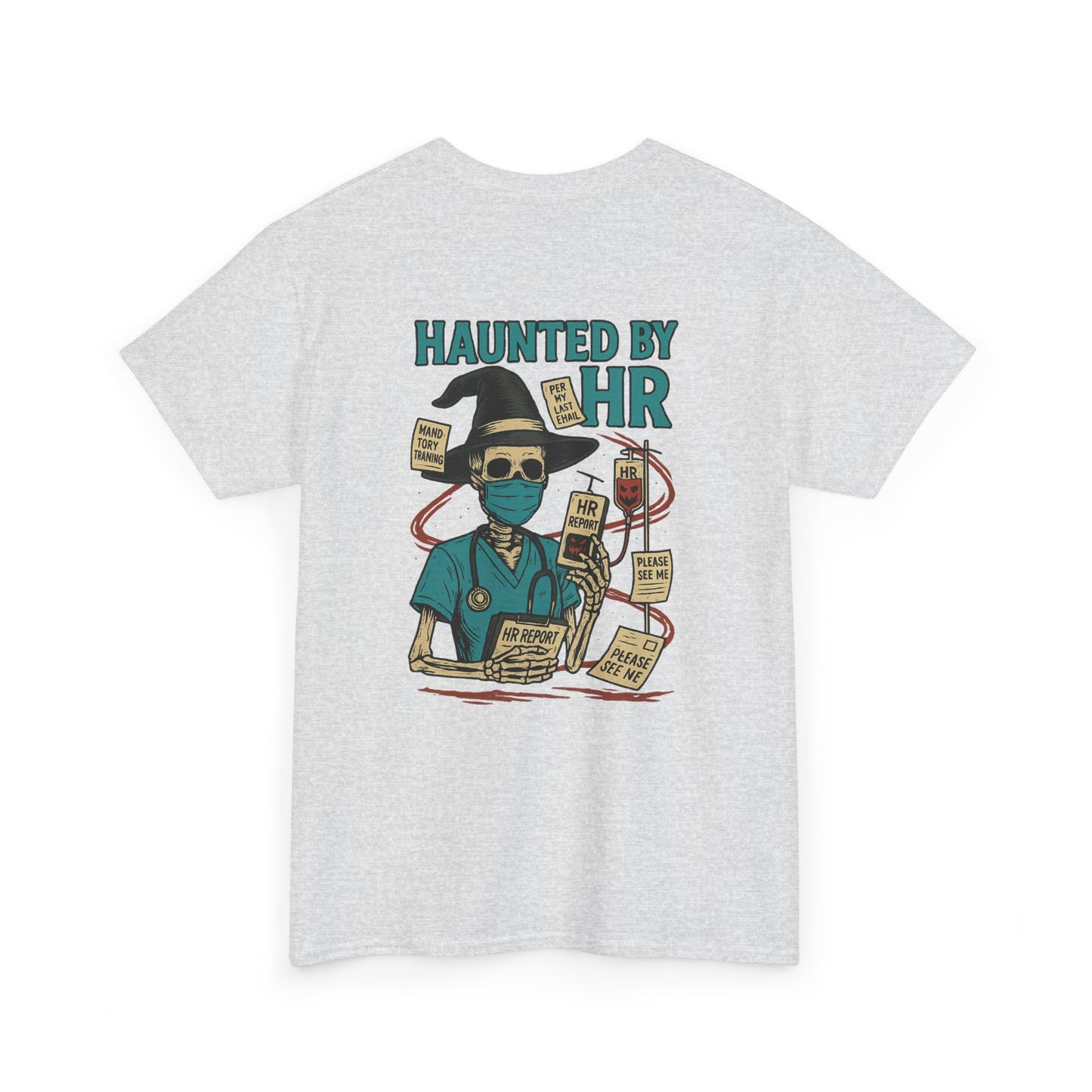 Haunted by HR Graphic Tee, Unisex Heavy Cotton Shirt, Halloween T-Shirt, Fun Office Humor, Spooky Gifts, Casual Wear