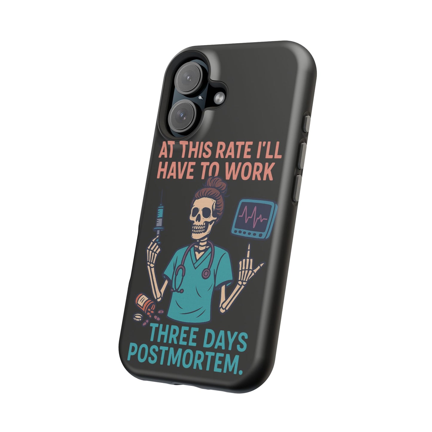 Magnetic Tough Phone Case, 3 Days Postmortem Skull Design, Cute Nurse Gift, Halloween Decor, Unique Phone Accessory
