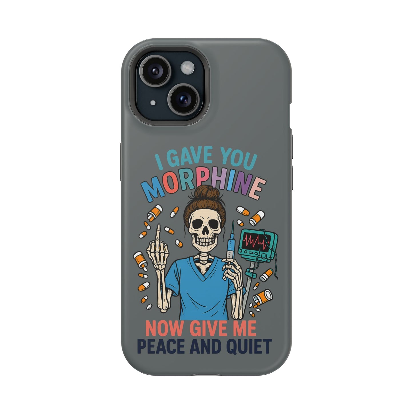 Gothic Phone Case, Unique Skeleton Design, Funny Gift for Nurses, Halloween Accessory, Hospital Humor