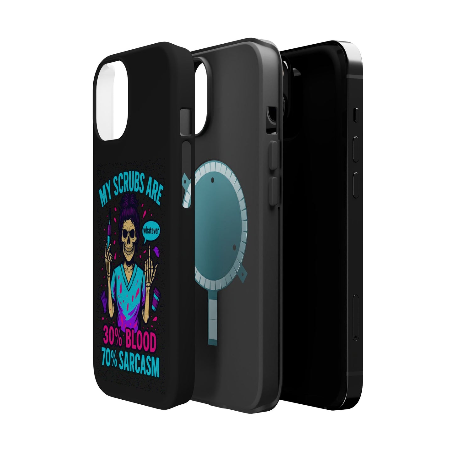 Sassy Nurse Phone Case, 30% Blood 70% Sarcasm Design, Healthcare Gift, Funny Medical Accessory, Tough Magnetic Cover