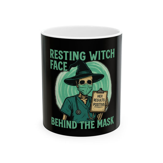 Resting Witch Face Mug - Funny Halloween Ceramic Coffee Cup for Witch Lovers, Gift for Spooky Season, Unique Halloween Decor, 11oz & 15oz
