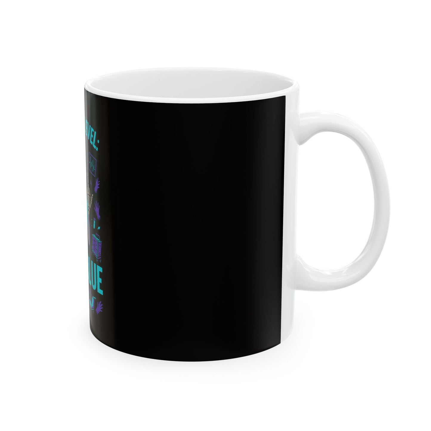 Sarcastic Skeleton Code Blue Ceramic Mug, Funny Coffee Cup, Gift for Nurses, Halloween Mug, Humor for Healthcare Workers