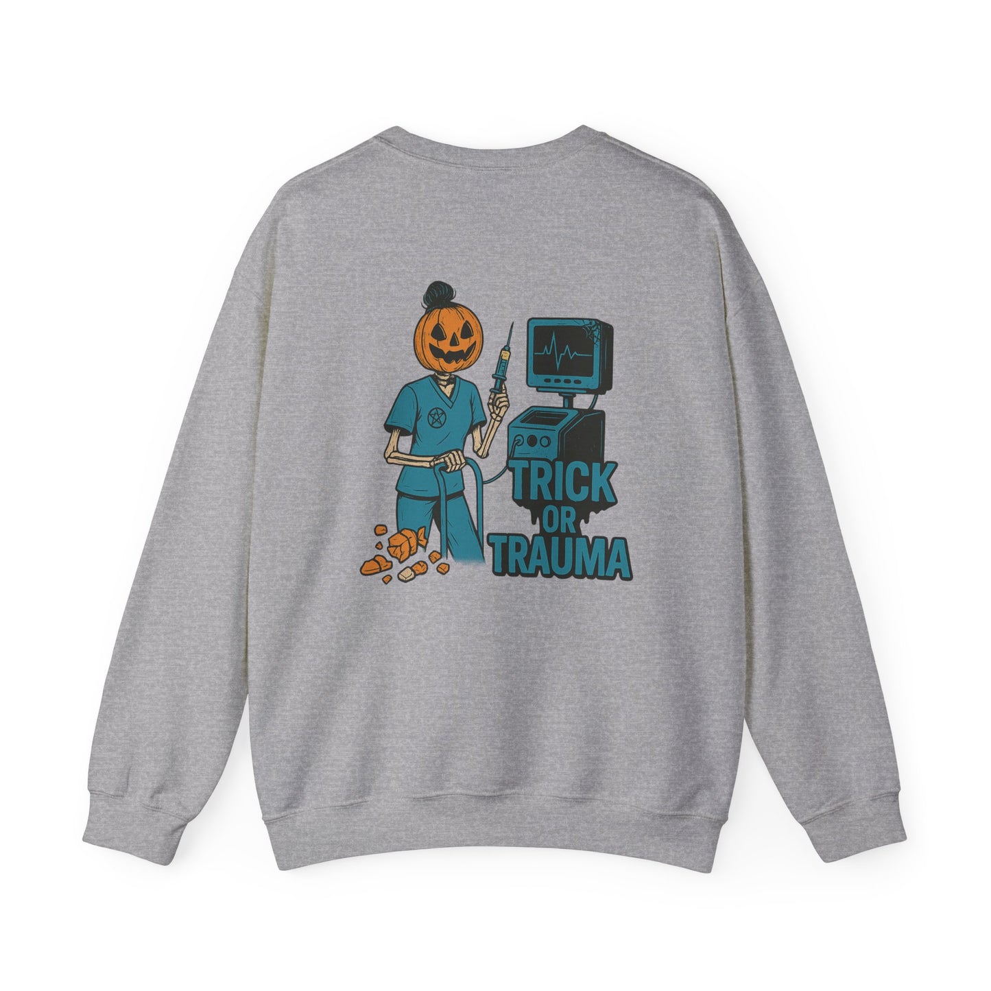 Trick or Trauma Crewneck Sweatshirt - Unisex Halloween Apparel, Spooky Sweatshirt, Halloween Party Wear, Gifts for Scary Movie Lovers, [...]
