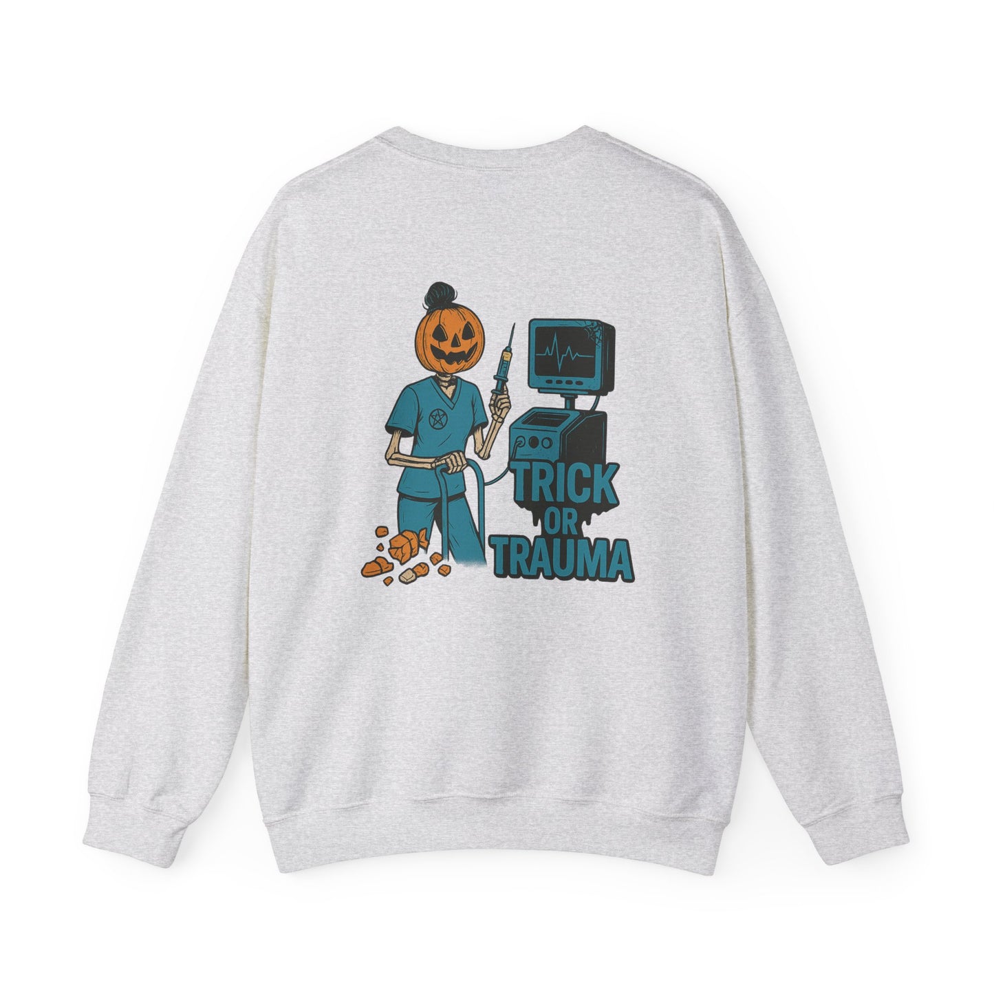Trick or Trauma Crewneck Sweatshirt - Unisex Halloween Apparel, Spooky Sweatshirt, Halloween Party Wear, Gifts for Scary Movie Lovers, [...]