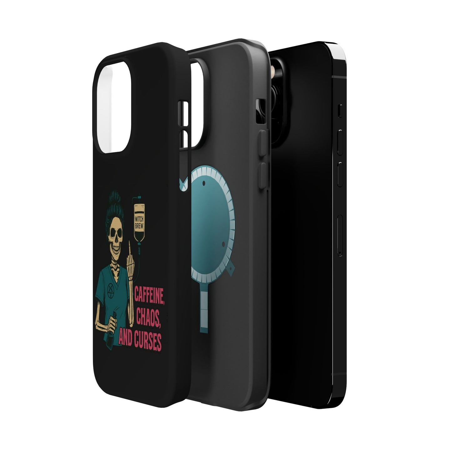 Caffeine Chaos Magnetic Phone Case, Halloween Gift, Witchy Accessories, Phone Cover, Spooky Style