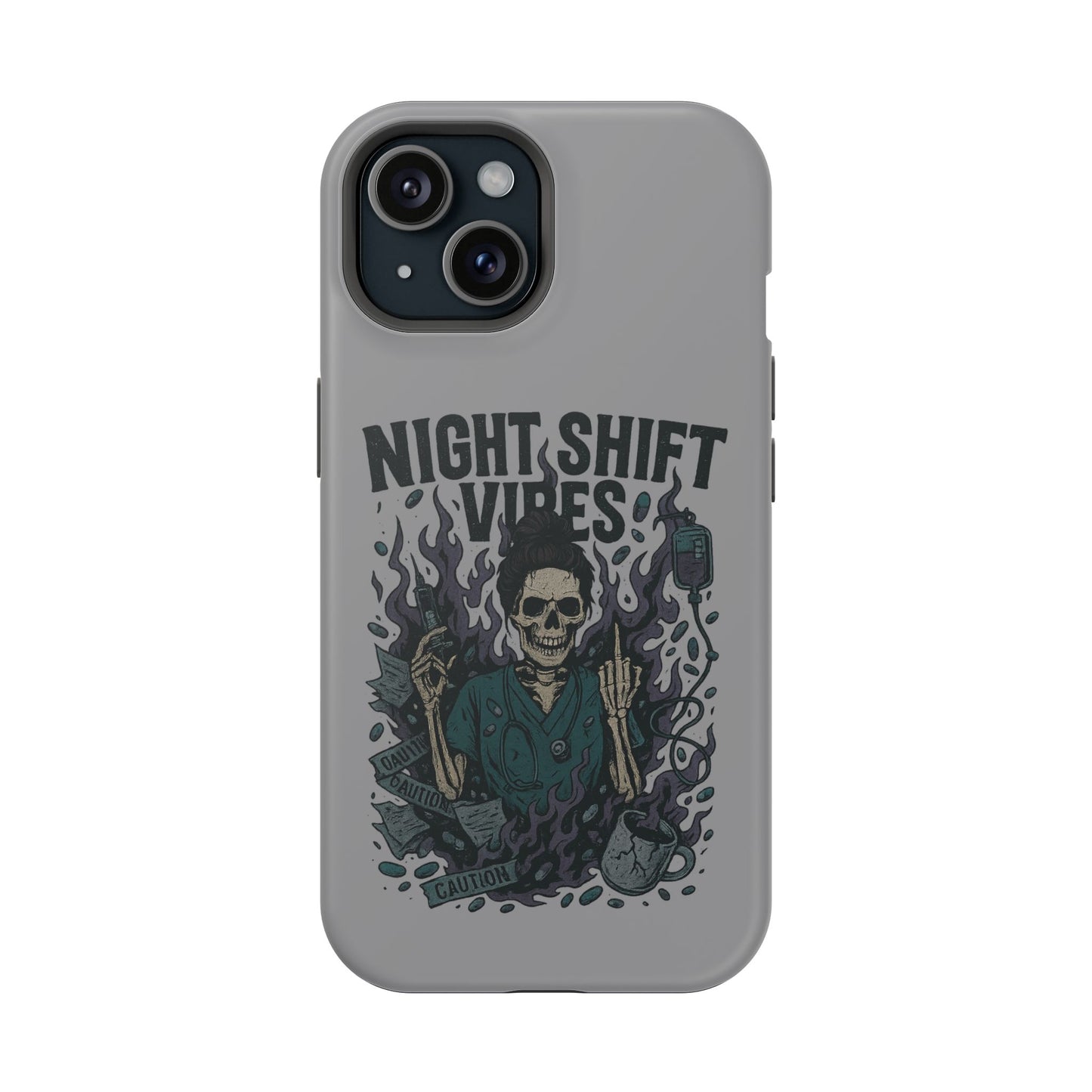 “Night Shift Vibes” – Bright & Chaotic Nurse Phone Case