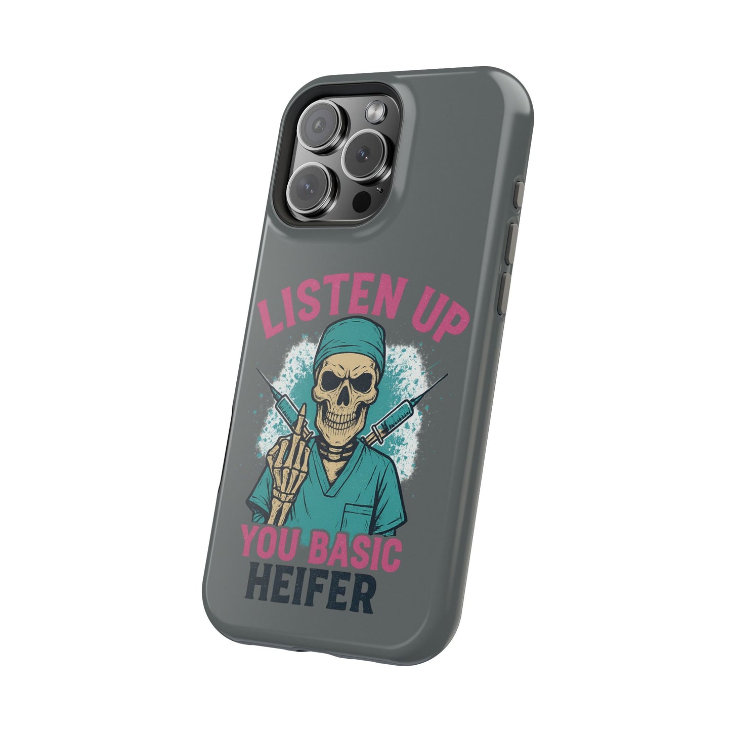 Edgy Nurse Phone Case, Gift for Healthcare Workers, Skull Design Case, Halloween Accessories, Trendy Tough Cases
