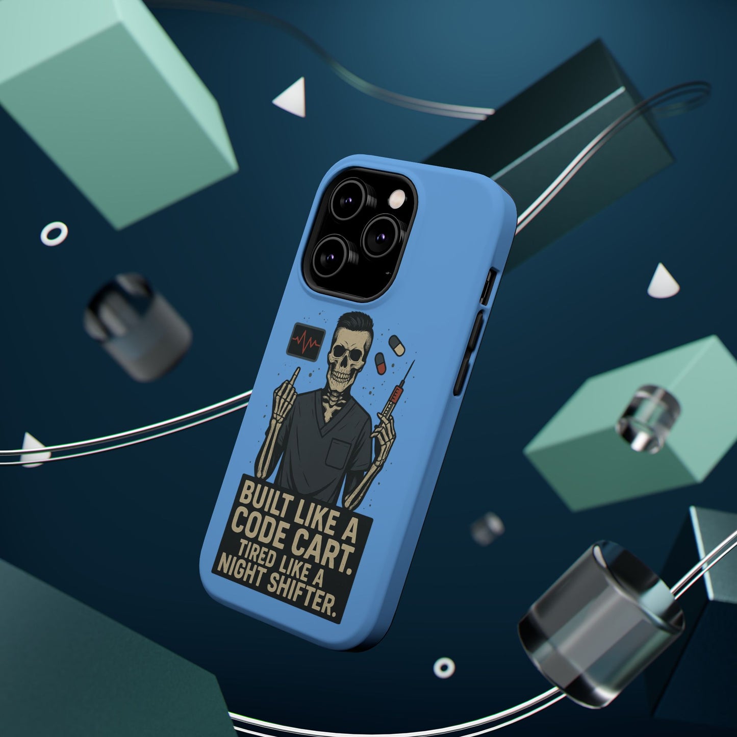“Built Like a Code Cart. Tired Like a Night Shifter.” – Men’s Nurse Phone Case