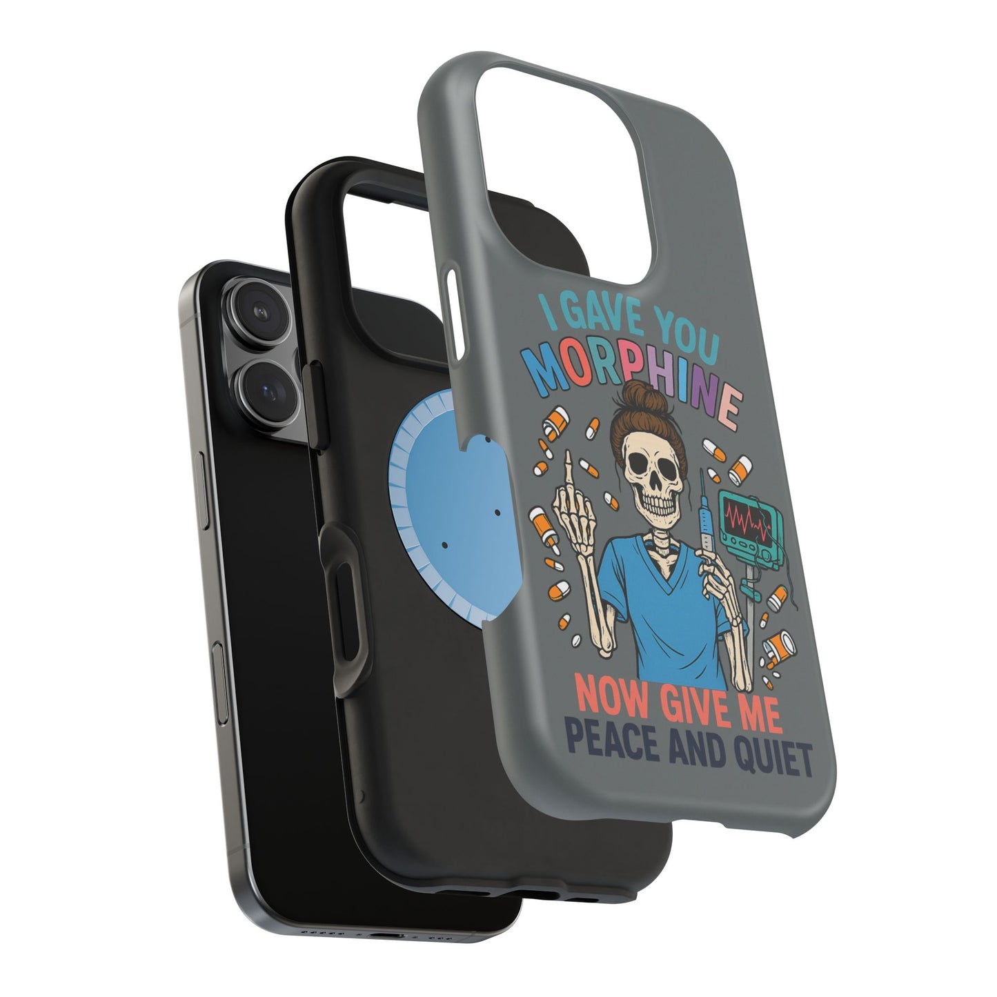 Gothic Phone Case, Unique Skeleton Design, Funny Gift for Nurses, Halloween Accessory, Hospital Humor