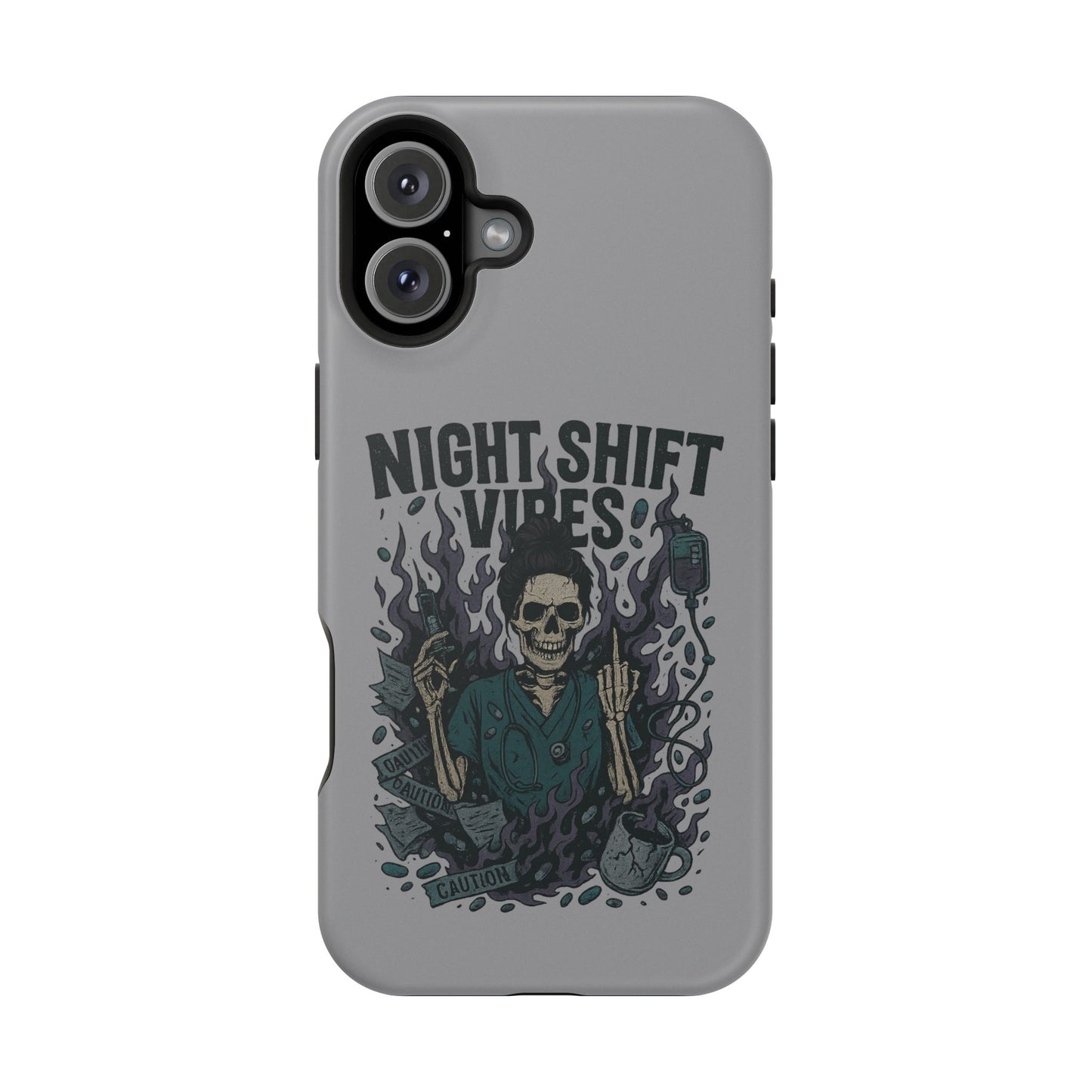 “Night Shift Vibes” – Bright & Chaotic Nurse Phone Case